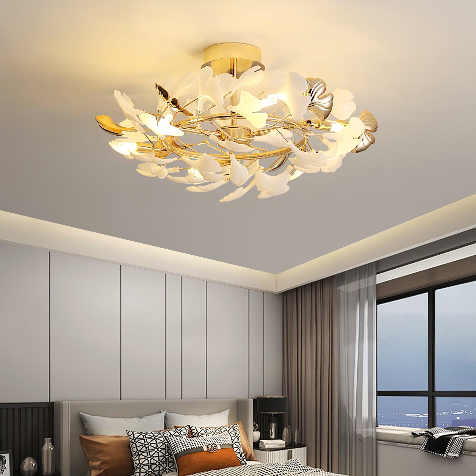 Ginkgo Rotating Ceiling Light - Modern LED Flush Mount Fixture with Adjustable Arms for Living Room, Bedroom, or Dining Room Lighting