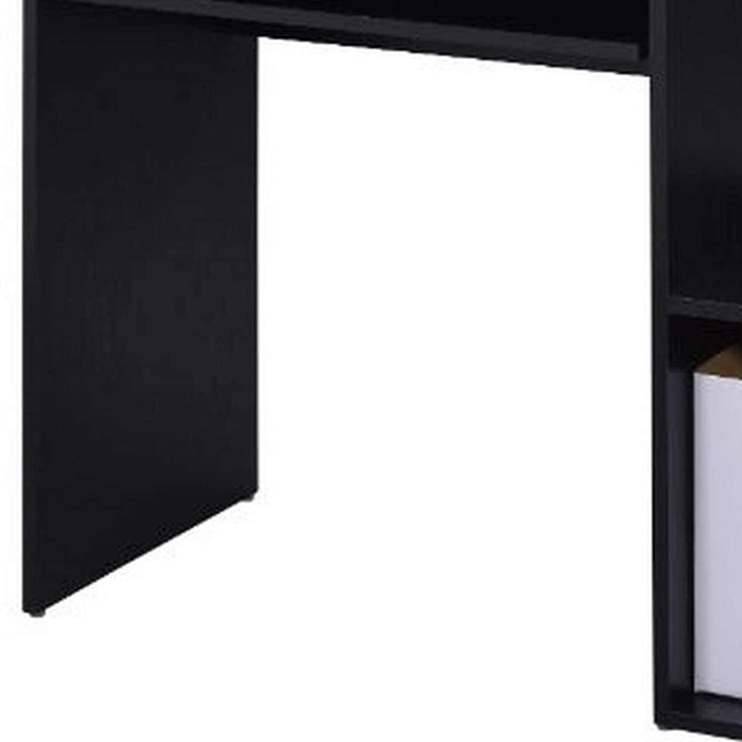 Benjara Black Computer Desk with Built-in Bookshelf - Home Office Desk for Work, Study, and Gaming