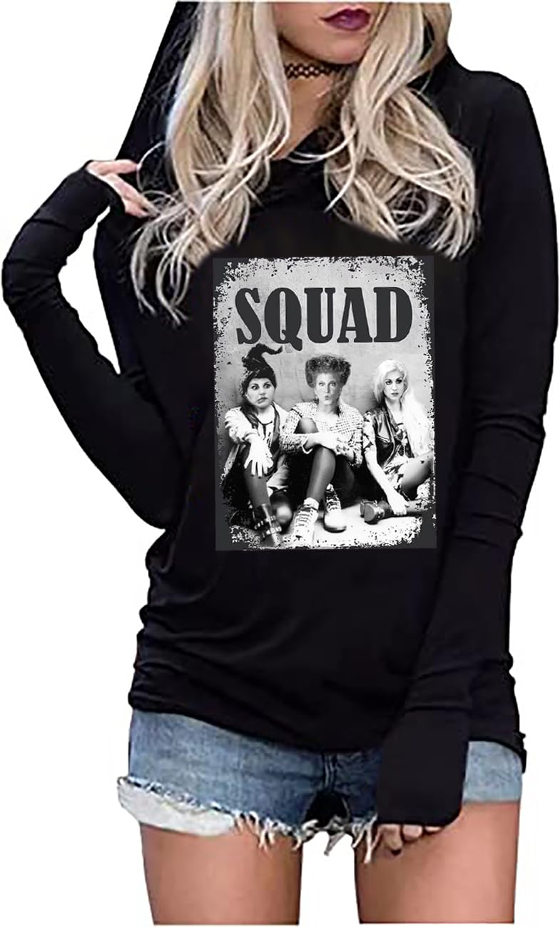 FCHICH Sanderson Sisters Halloween Hoodie - Women's Long Sleeve Pullover Sweatshirt | Funny Hocus Pocus Inspired Design | Perfect for Costume Parties, Movie Nights & Witchy Outfits