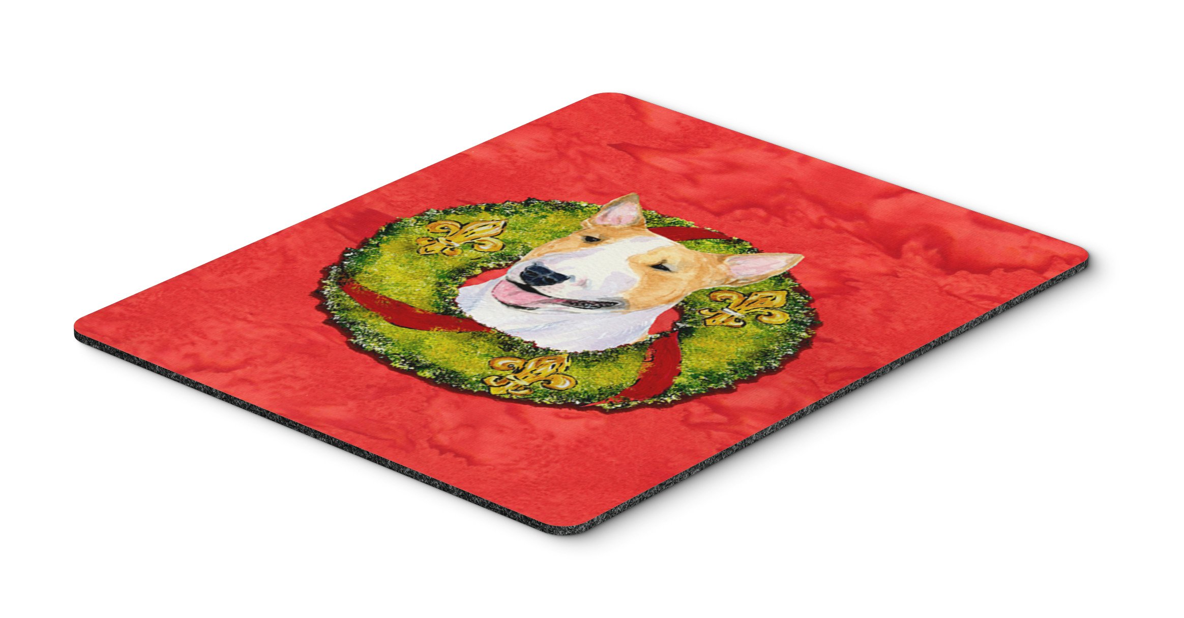 Bull Terrier Christmas Wreath Mouse Pad - Large Washable Desk Mat for Home Office, Gaming & Computer Use | Holiday Decor & Hot Pad Trivet | Caroline's Treasures SS4185MP