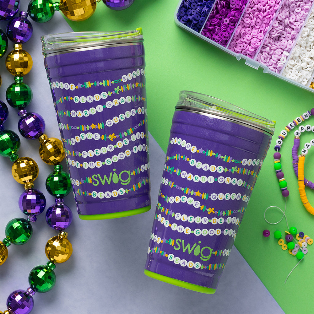 24oz My Mardi Gras Party Cup - Reusable Plastic Drinking Cup for Festivals, Parades, Tailgating & Beach Parties