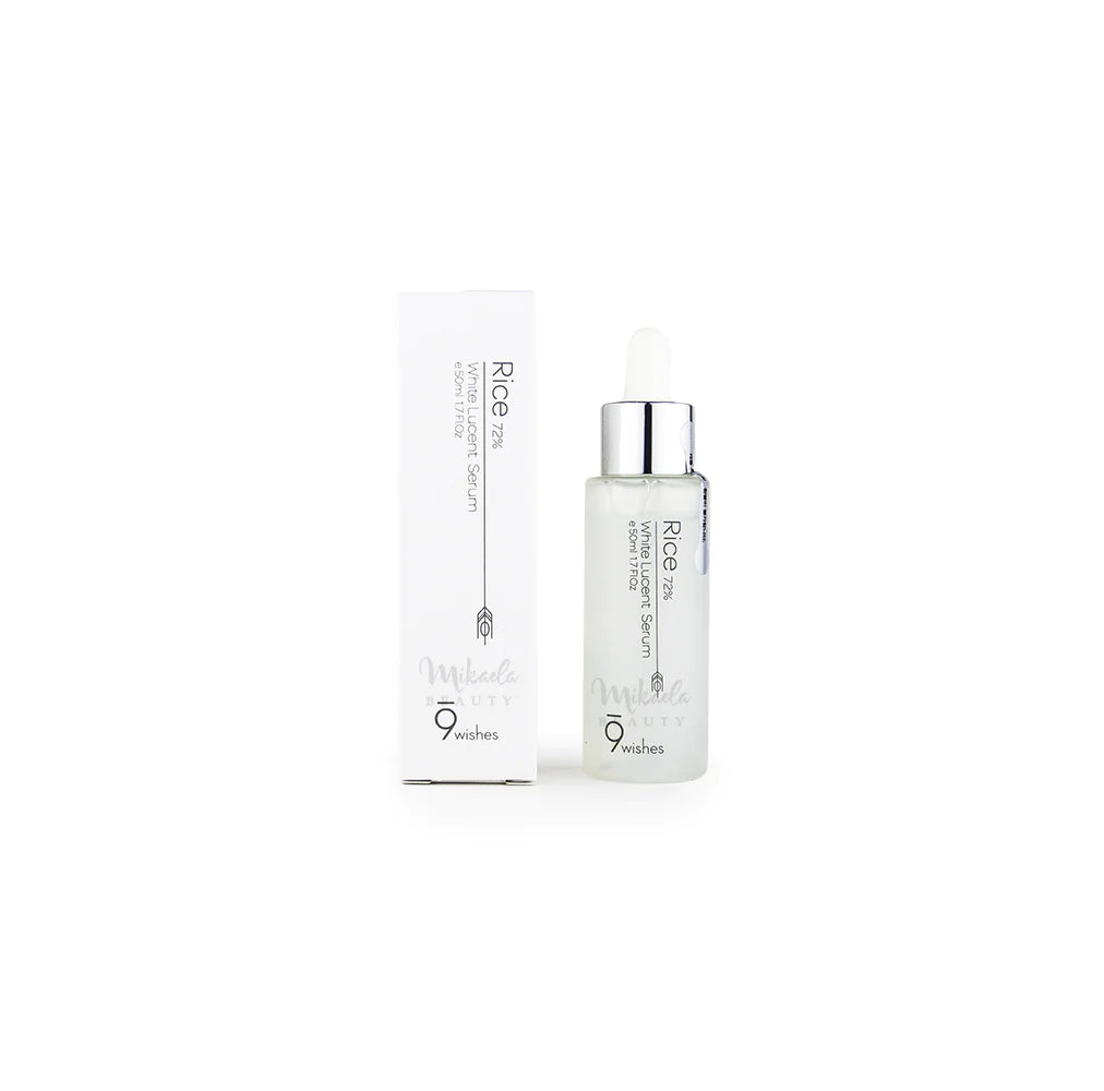 9wishes Rice 72% White Lucent Serum 50ml - Brightening & Hydrating Facial Serum for Glowing Skin | Perfect for Daily Skincare Routine & Nighttime Treatment