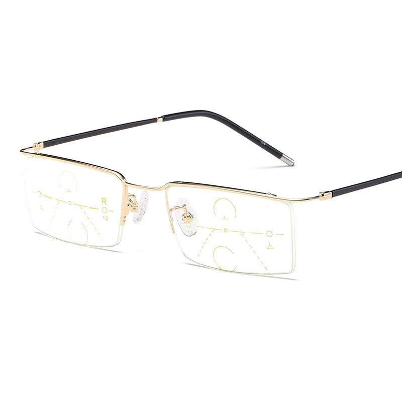 Brightzone Men's Reading Glasses - Lightweight Semi-Rimless Alloy Frame with Progressive Lenses for Computer Work, Reading & Daily Use