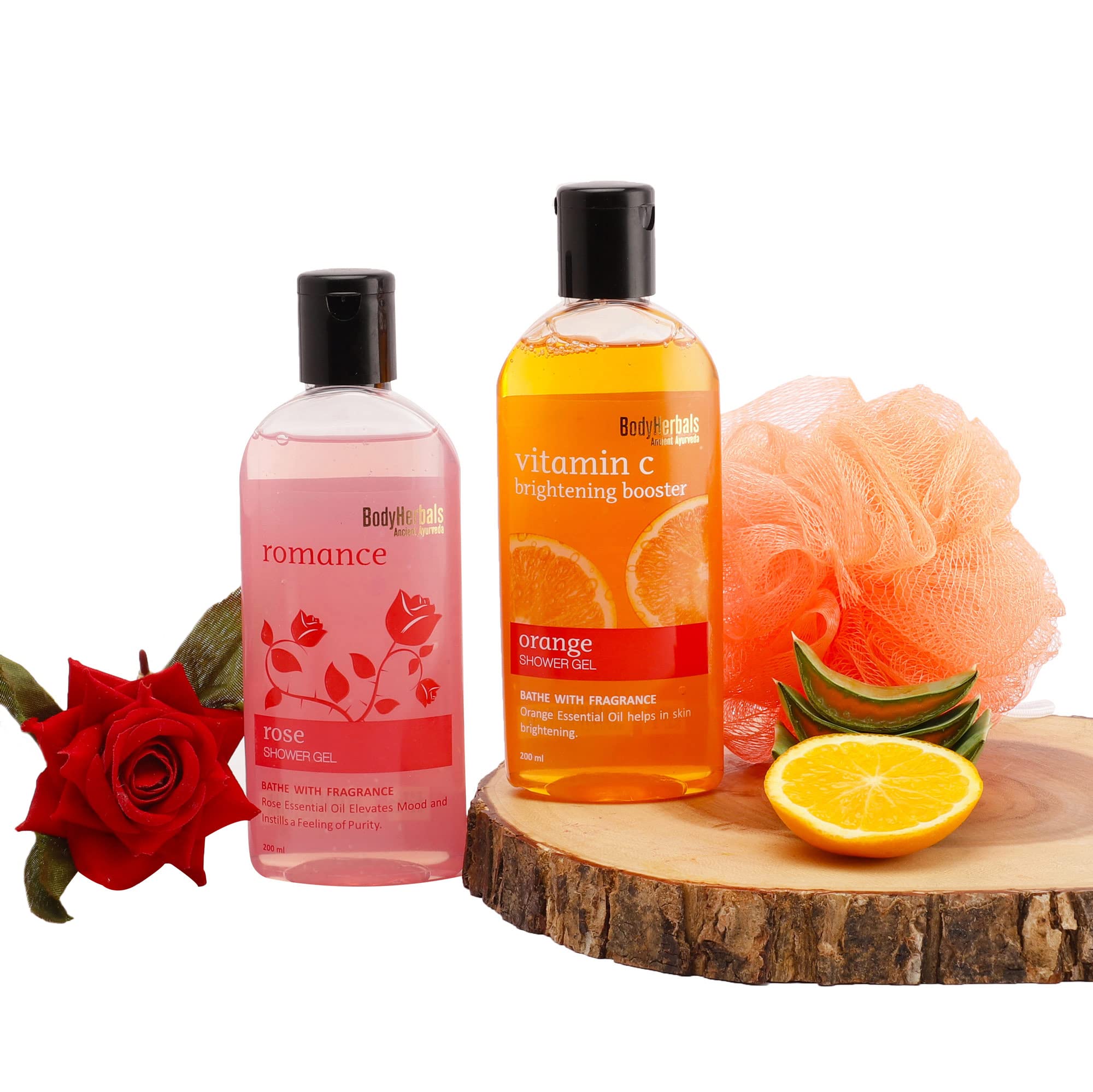 BodyHerbals Rose & Orange Scented Body Wash Set - Hydrating & Refreshing for Dry & Sensitive Skin | Perfect for Daily Shower & Spa Relaxation at Home