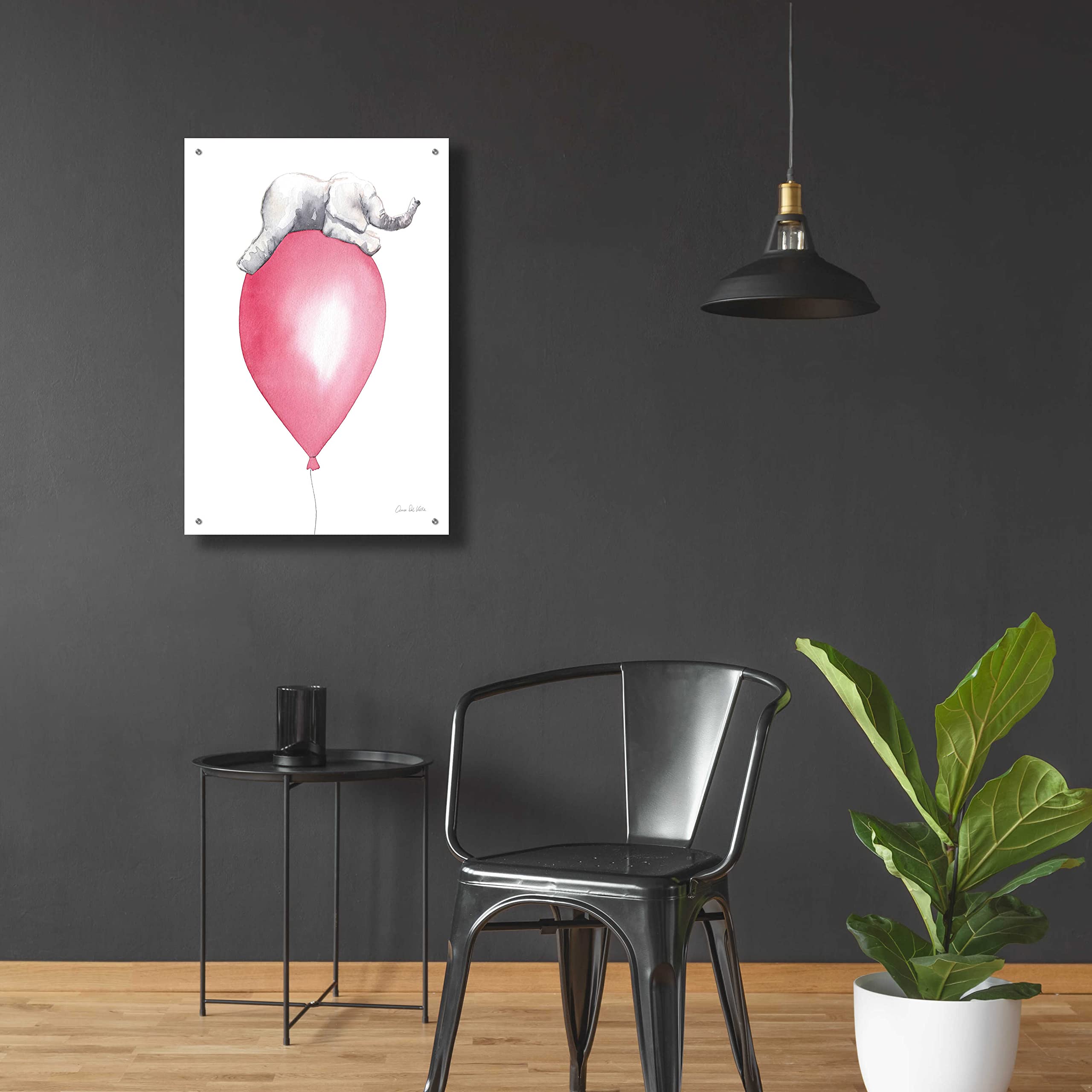 Alan Majchrowicz 'Baby Elephant Love I' Acrylic Glass Wall Art - 24x36 Inches Modern Elephant Painting for Living Room, Nursery & Office Decor