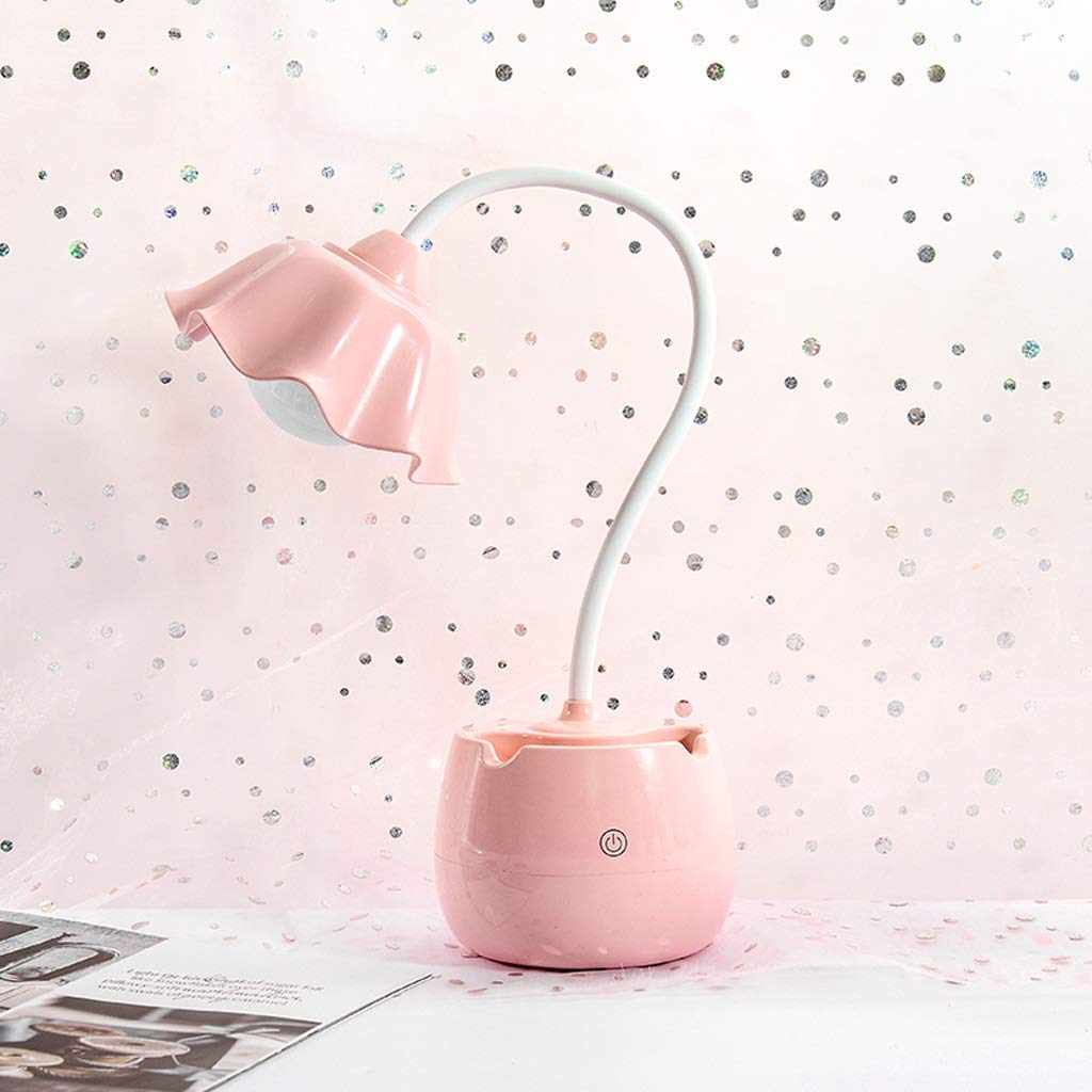 Kids LED Desk Lamp with Touch Control & USB Rechargeable - Adjustable Eye-Care Study Light, Flexible Neck, Pencil Holder - Perfect for Bedside, Nightstand, Reading & Homework (White)
