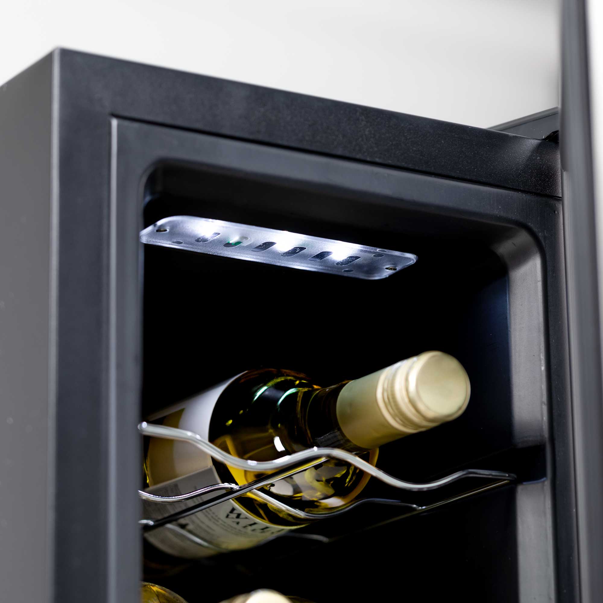 Baridi 12 Bottle Wine Cooler with Digital Touch Screen Controls & LED Light - Stainless Steel Wine Fridge for Home, Office, or Restaurant Use - Perfect for Storing and Chilling Red, White, and Sparkling Wines