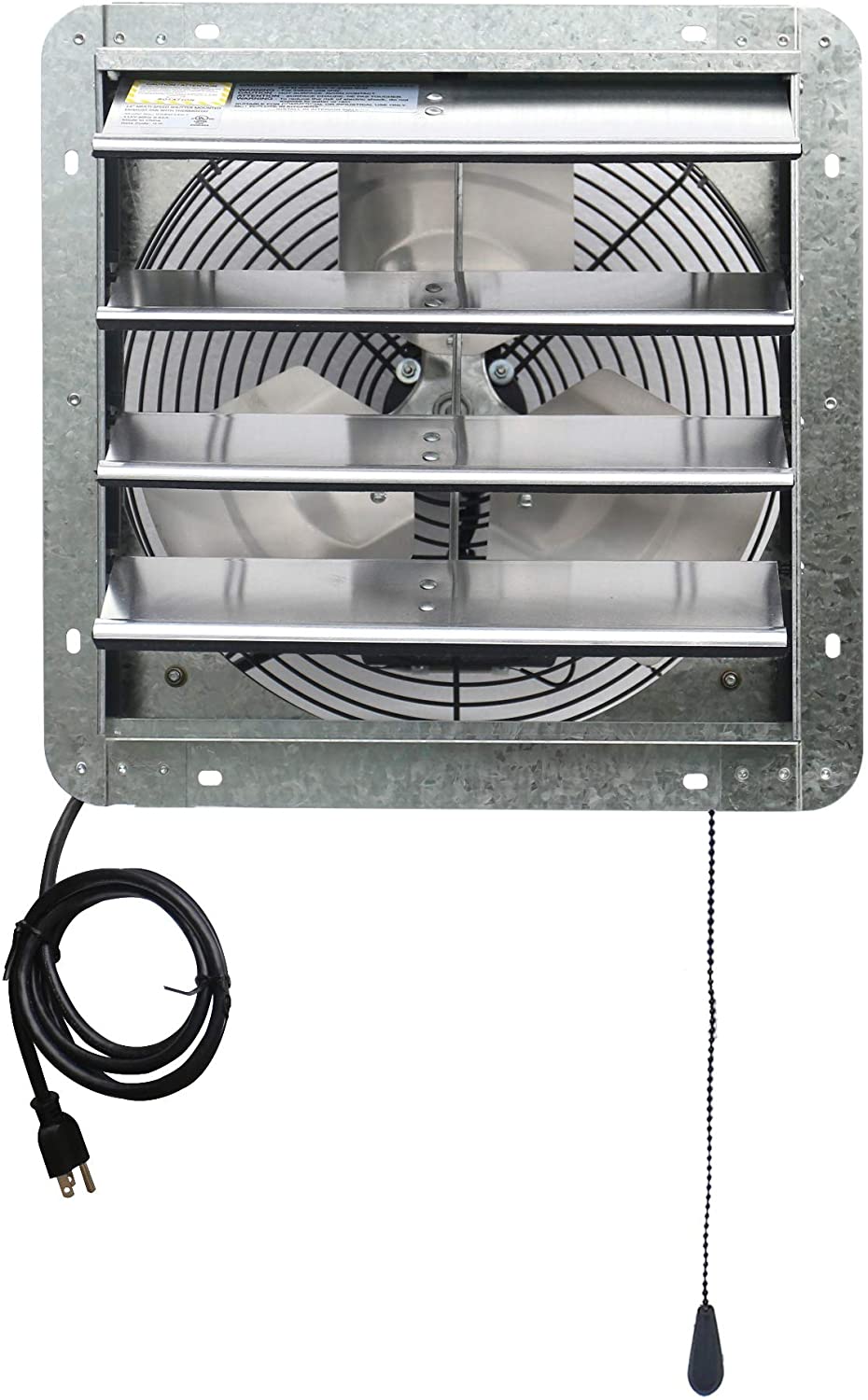 iLiving 14 Inch Shutter Exhaust Fan - 3 Speed Adjustable Attic Ventilation Fan with Thermostat & 6ft Power Cord - Perfect for Garage, Grow Room & Home Ventilation