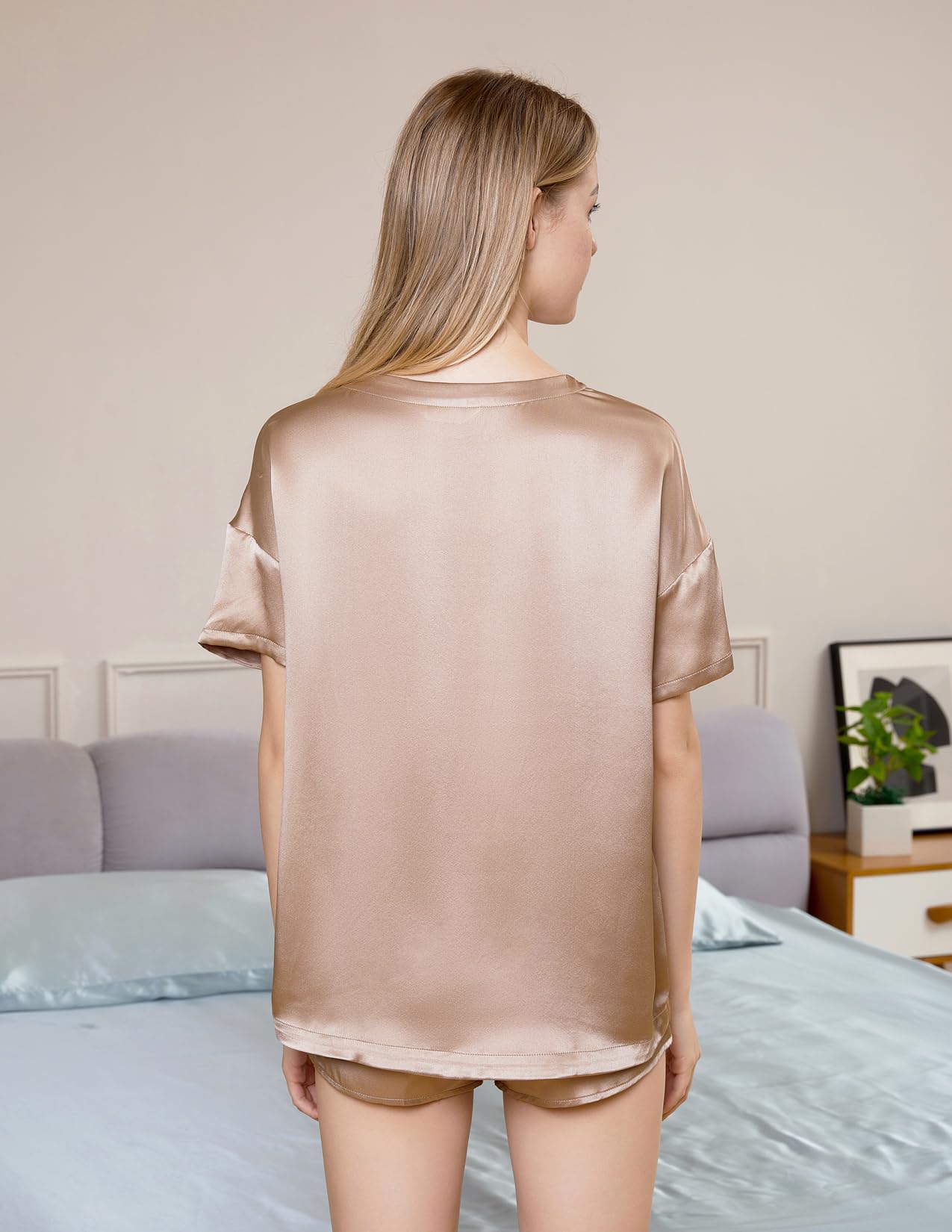 THXSILK 100% Mulberry Silk Pajamas Set for Women - 2 Piece Shorts & Top Silk Sleepwear, Soft Lingerie & Lounge Outfit - Perfect for Nightwear, Spa Days & Relaxing at Home