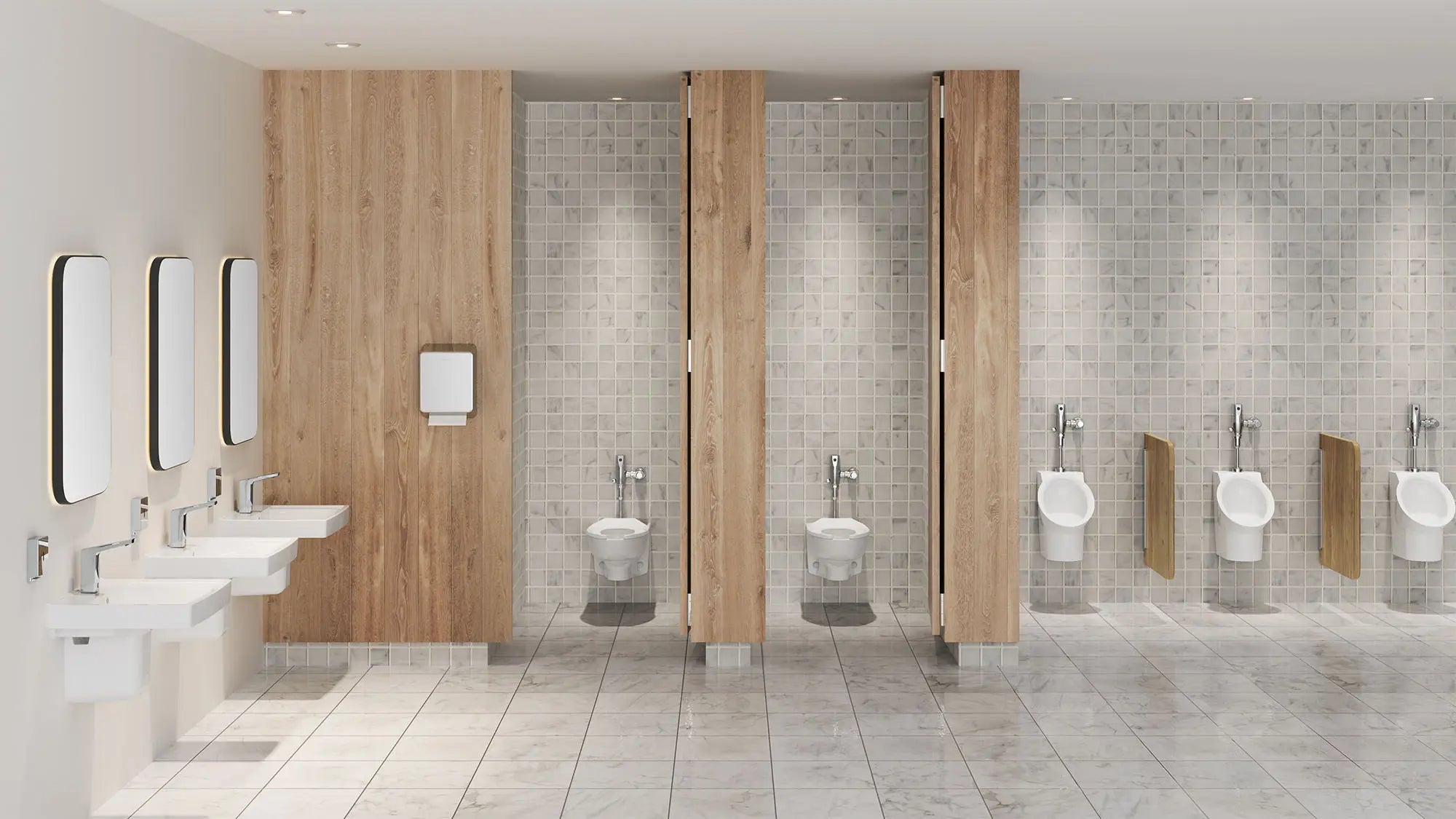 Decorum® EverClean® Touchless Urinal System with Selectronic® Piston Flush Valve - 0.125 GPF/0.5 LPF Water Saving - Ideal for Commercial Restrooms, Offices, and Public Facilities