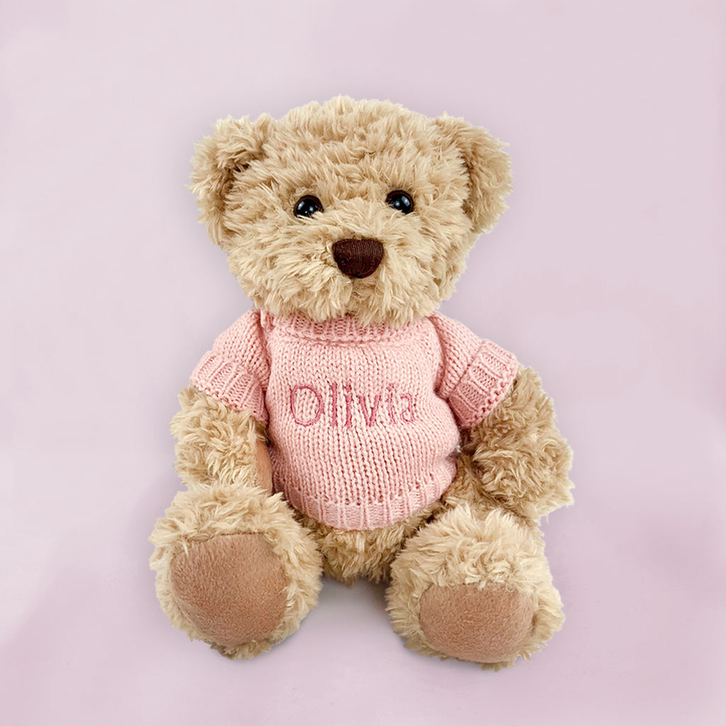Personalized Pink Bertie Bear Plush Toy - Custom Cuddly Gift for Kids, Birthday & Valentine's Day