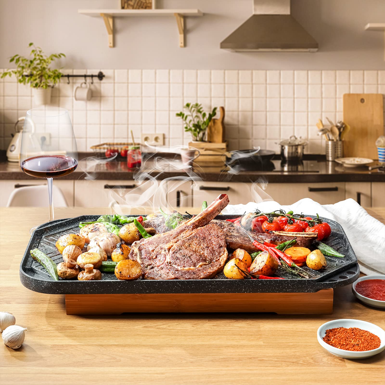 SENSARTE Nonstick Griddle Grill Pan - Reversible Cast Aluminum Grill & Griddle for Stovetop, Camping, BBQ - 19.5