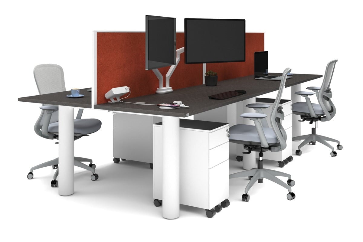 Quadro Cylinder Leg 4-Person Office Workstation Desk - 1800L x 700W Dimensions - Perfect for Collaborative Workspaces & Modern Offices