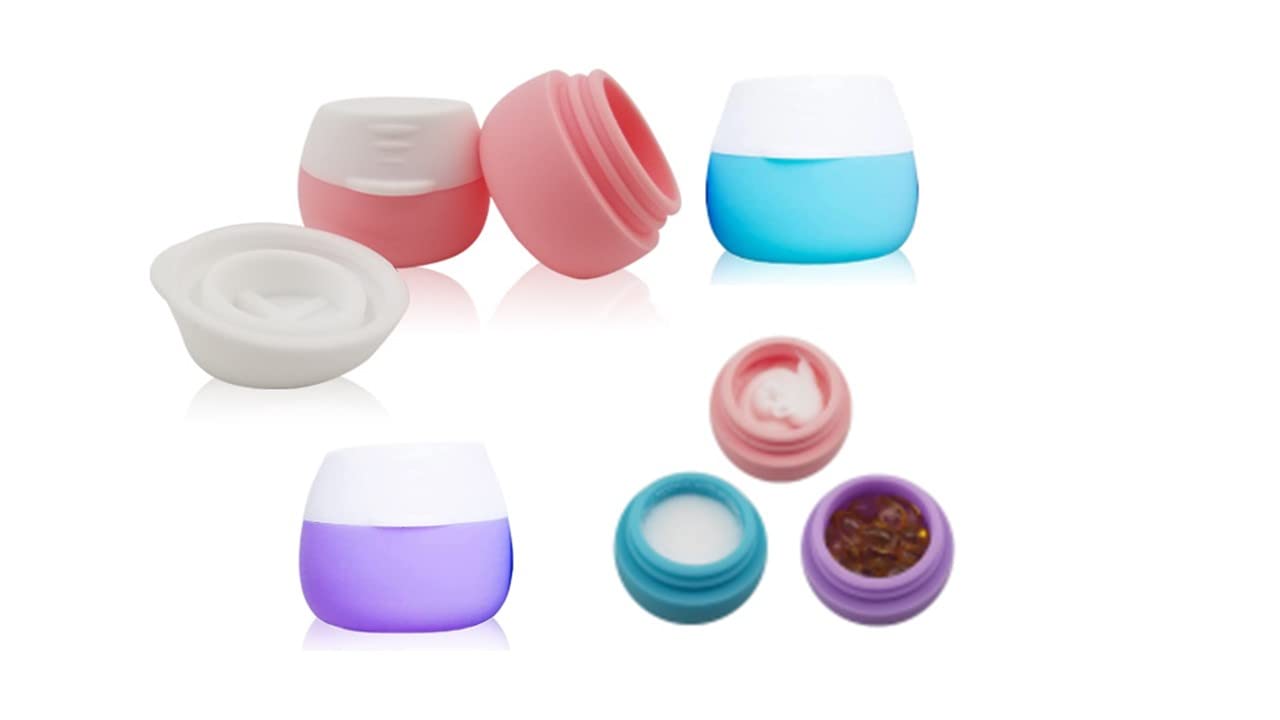Travel Containers Set for Toiletries - Leak Proof Cosmetic Bottles for Makeup, Lotion & Hand Cream (Blue, Pink, Purple) - Perfect for Air Travel, Gym & Vacation Essentials