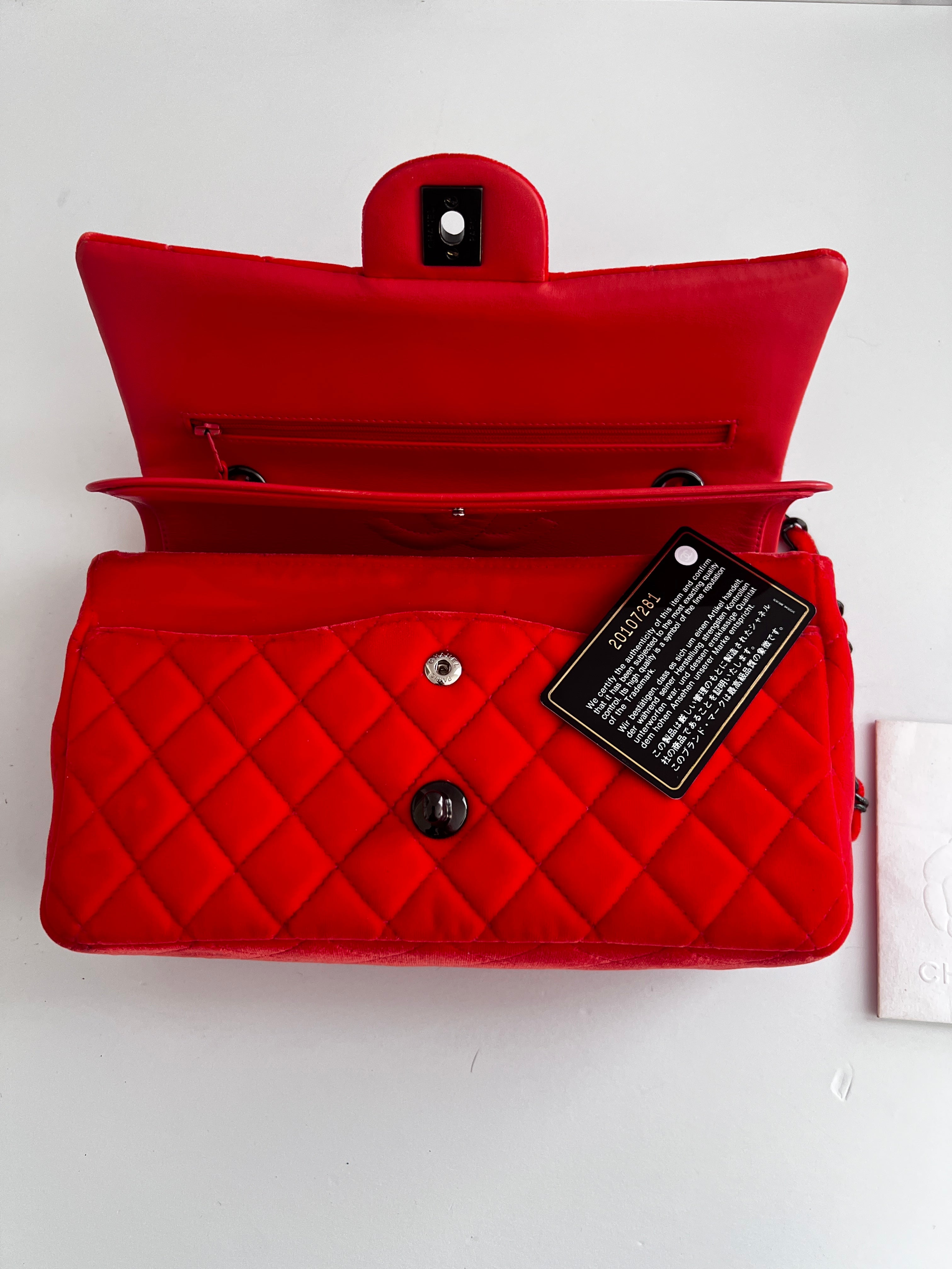 Chanel Orange Velvet Double Flap Bag - Medium Size Luxury Handbag for Women | Perfect for Evening Parties, Date Nights & Special Occasions
