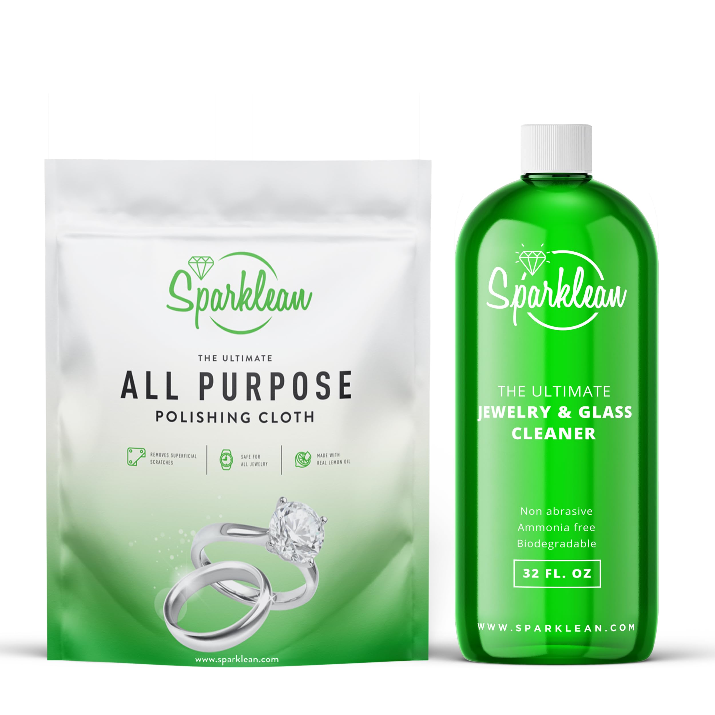 Premium Jewelry Cleaner Solution for Silver, Gold & Diamonds | Natural Non-Toxic Formula Without Ammonia | Includes Polishing Cloth & Tarnish Remover | Ultrasonic Jewelry Cleaning for Rings, Necklaces & Watches | Perfect for Daily Maintenance & Special Occasions