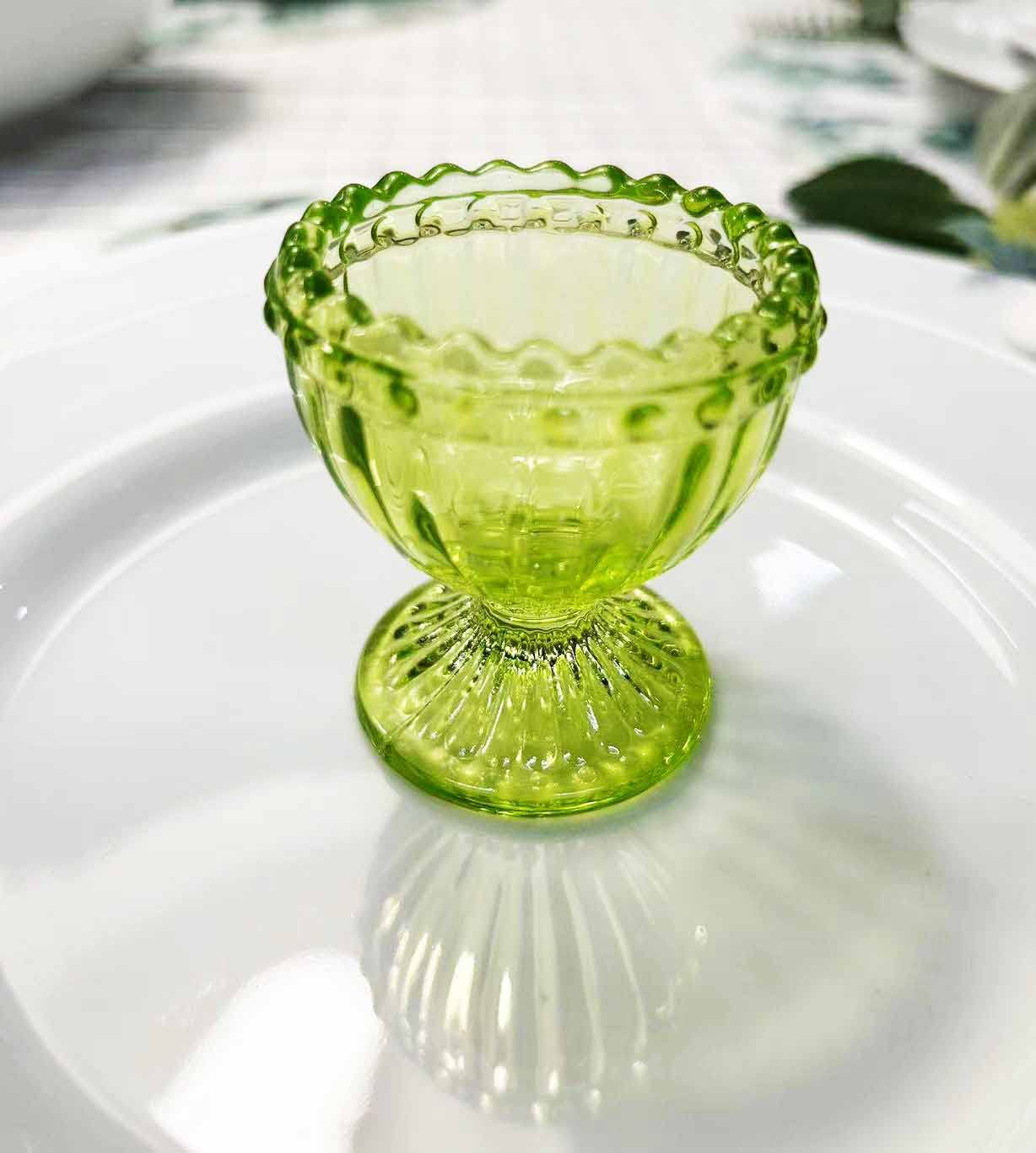 Premium Green Glass Easter Egg Cups - Set of 2 for Soft/Hard Boiled Eggs | Elegant Breakfast & Brunch Tableware, Easter Decorations & Spring Party Favors | Perfect for Easter Celebrations, Brunch Gatherings & Kitchen Decor