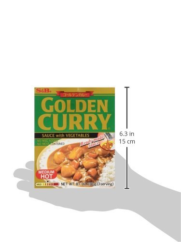 S&B Golden Curry Sauce with Vegetables - Medium Hot Spicy Japanese Curry - 8.1 oz (230g) - Perfect for Home Cooking, Rice Dishes & Quick Meals