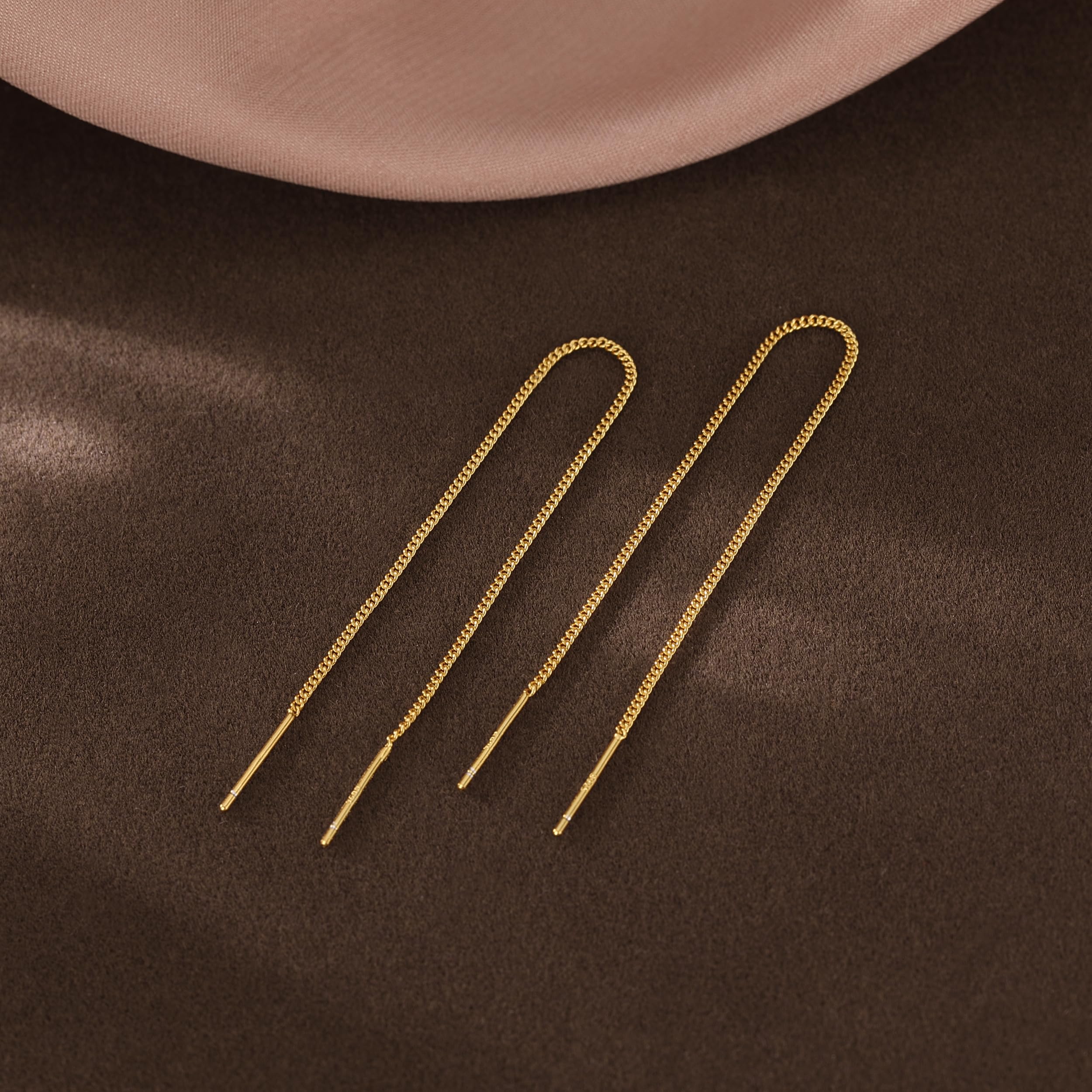 Reffeer Solid 925 Sterling Silver Chain Threader Dangle Earrings for Women & Teens - Minimalist Long Tassel Earrings - Perfect for Parties, Weddings & Everyday Wear