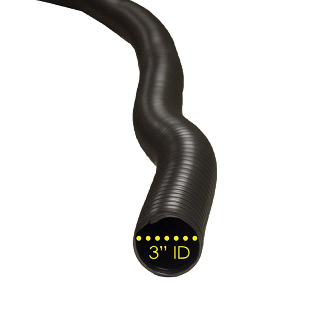 PE Flex Ultra Flexible Black Blower Hose - 3 Inch ID x 25 Feet Length (Fully Stretched) - Ideal for HVAC, Dust Collection, and Industrial Ventilation Systems