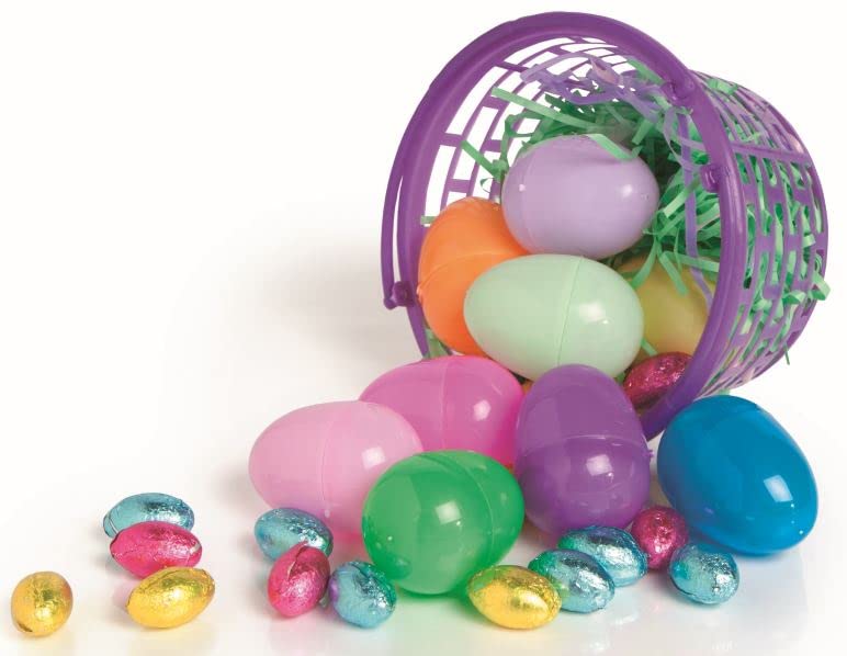 Fun Express Individually Wrapped Chocolate Candy Eggs - 90 Count Foil-Wrapped Easter Treats for Party Favors, Gift Baskets & Holiday Celebrations