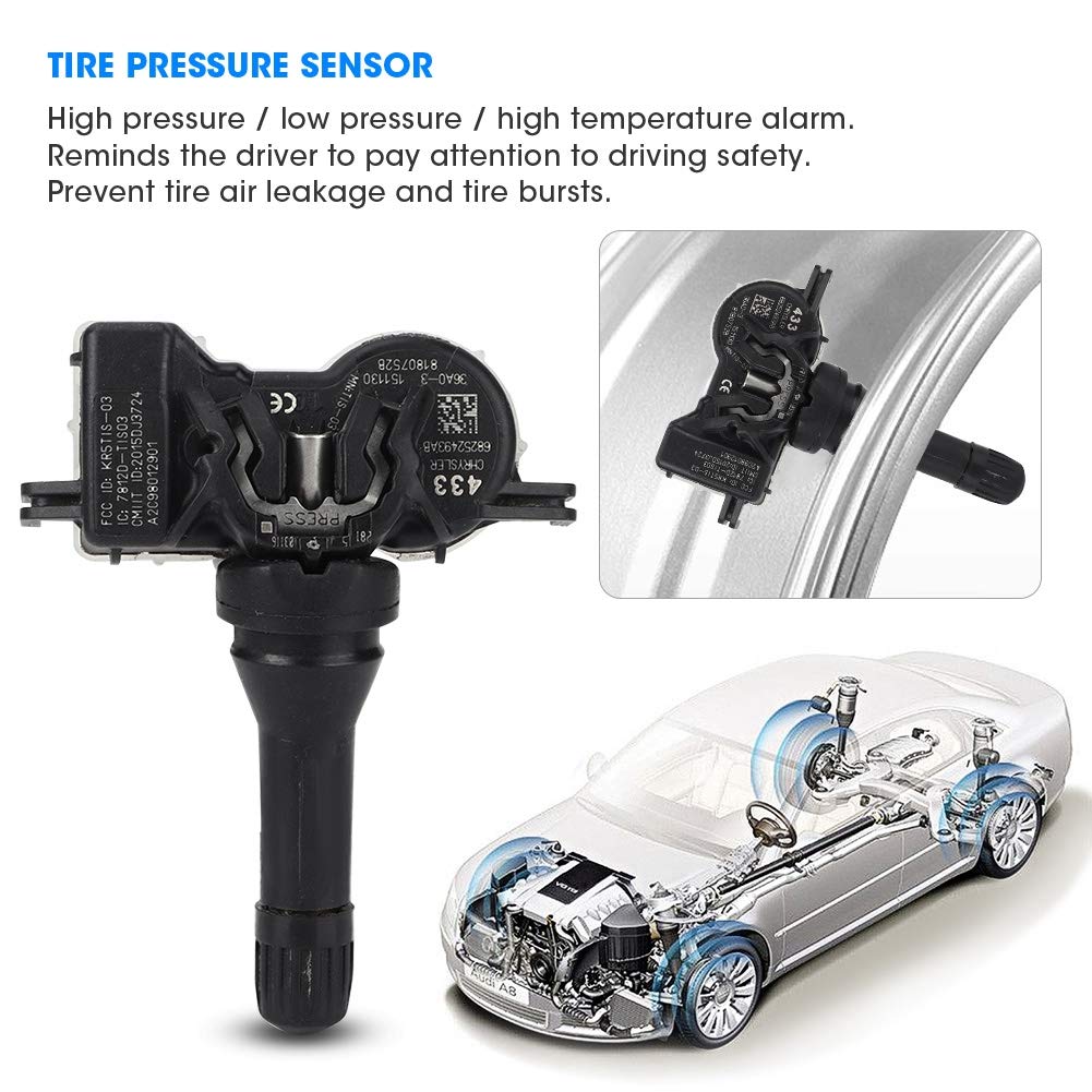 ARAMOX 4-Piece Tire Pressure Monitoring Sensor Kit - Compatible with Jeep Renegade OE# 68252493AB - Real-Time Alerts for Safe Driving on Highways & Off-Road Adventures