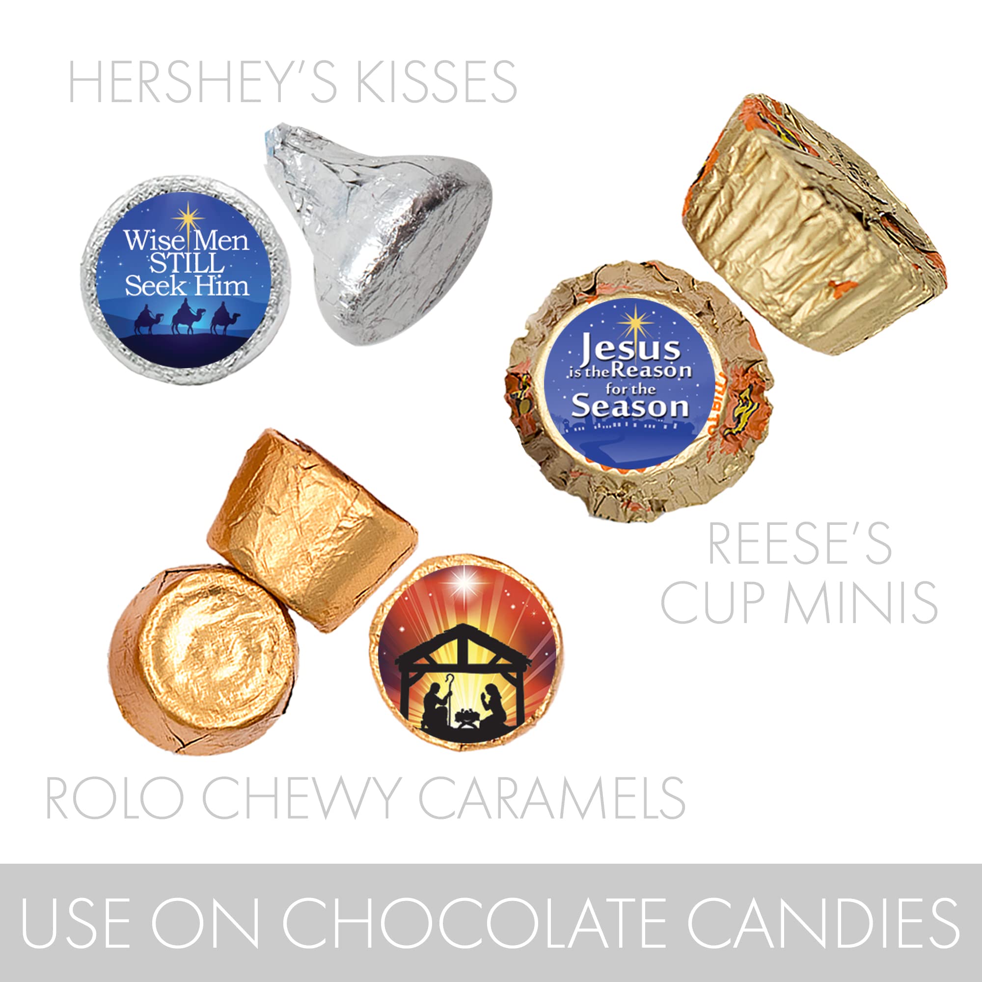 Religious Christmas Candy Favor Stickers - Christian Faith Themed - 180 Self-Adhesive Labels for Holiday Gifts, Party Favors & Church Events