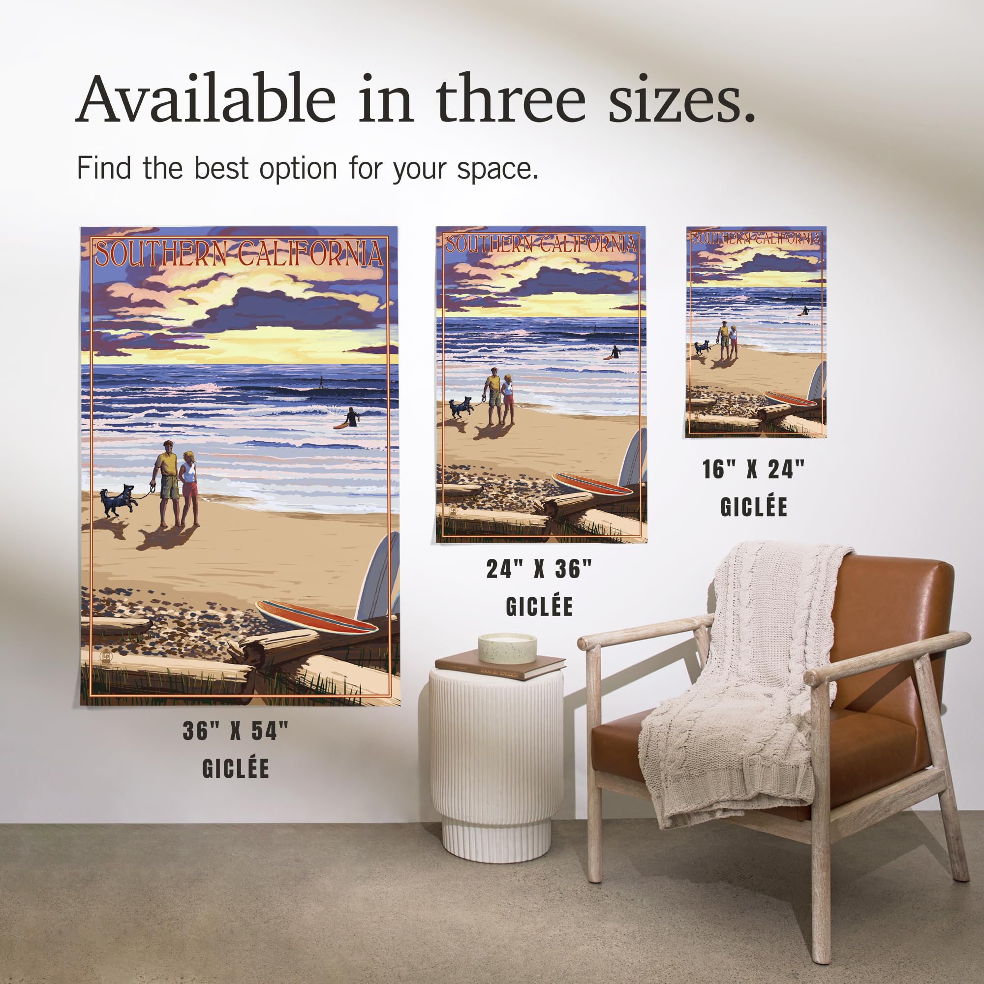 Lantern Press 16x24 Inch Giclee Print - Southern California Sunset Beach Wall Art | Coastal Home Decor, Living Room & Bedroom Wall Decor