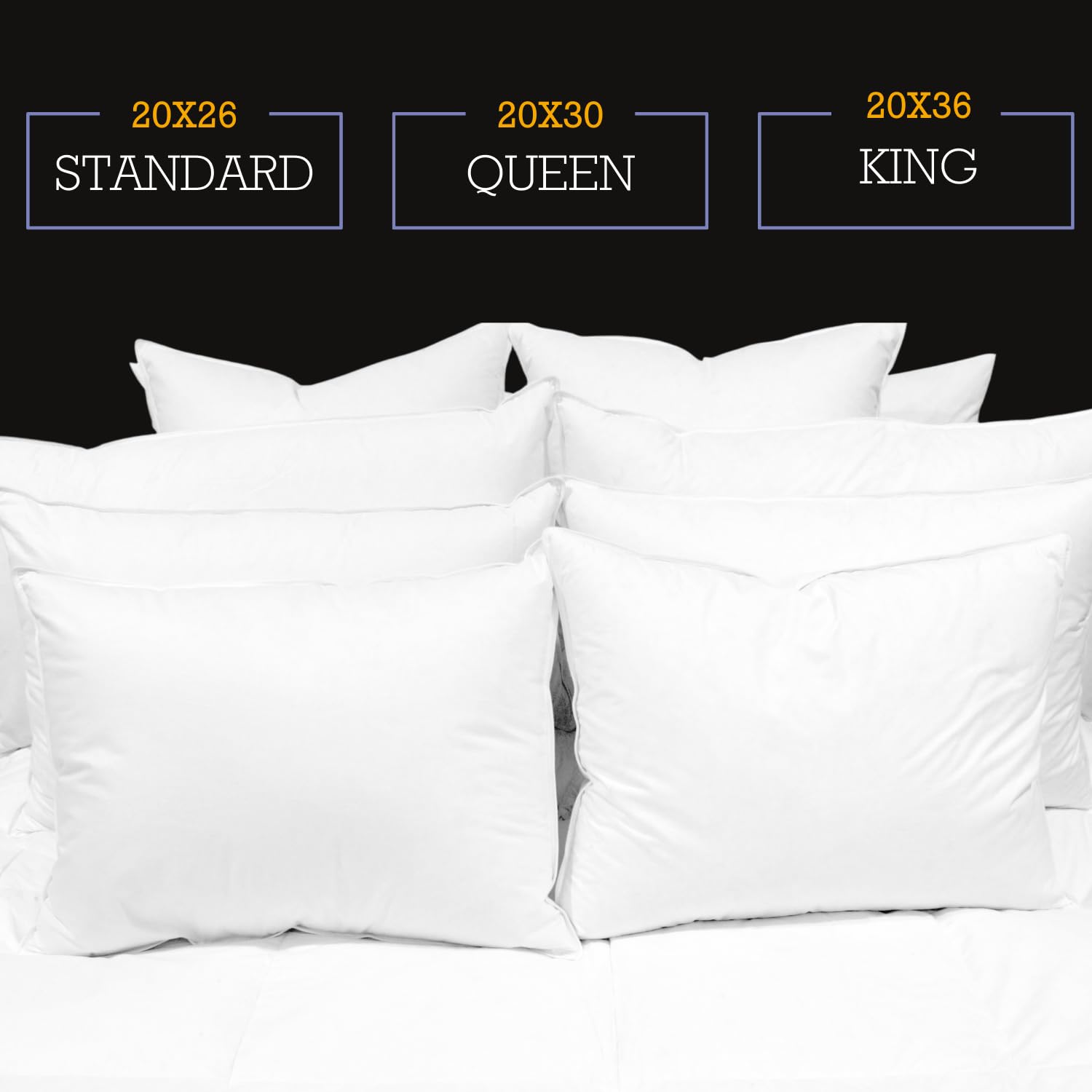 Luxury Hotel Collection 235-Thread Count 100% Down-Proof Hypoallergenic Goose Down & Feather Pillow - Queen Size, Soft Preshrunk Cotton Fabric, White (Pack of 1) - Perfect for Bedroom, Guest Room & Hotel Comfort