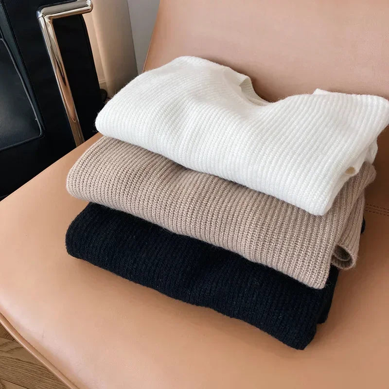 Women's Long Knit Sweater Dress - Oversized Winter Pullover with Belt, Korean Fashion, Thick O-Neck Design for Autumn & Winter | Perfect for Casual Outfits, Office Wear & Holiday Parties
