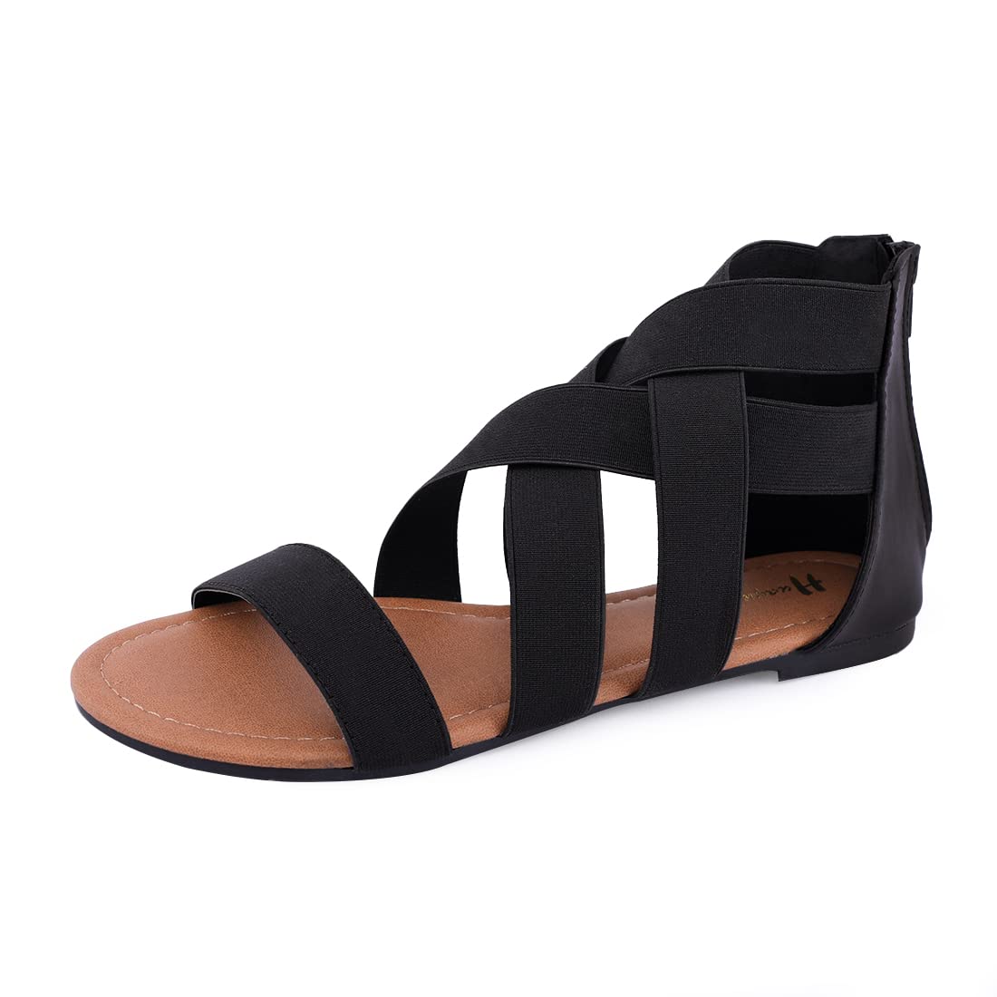 Women's Comfortable Elastic Gladiator Flat Sandals with Adjustable Ankle Strap - Perfect for Beach, Vacation, and Summer Casual Outfits