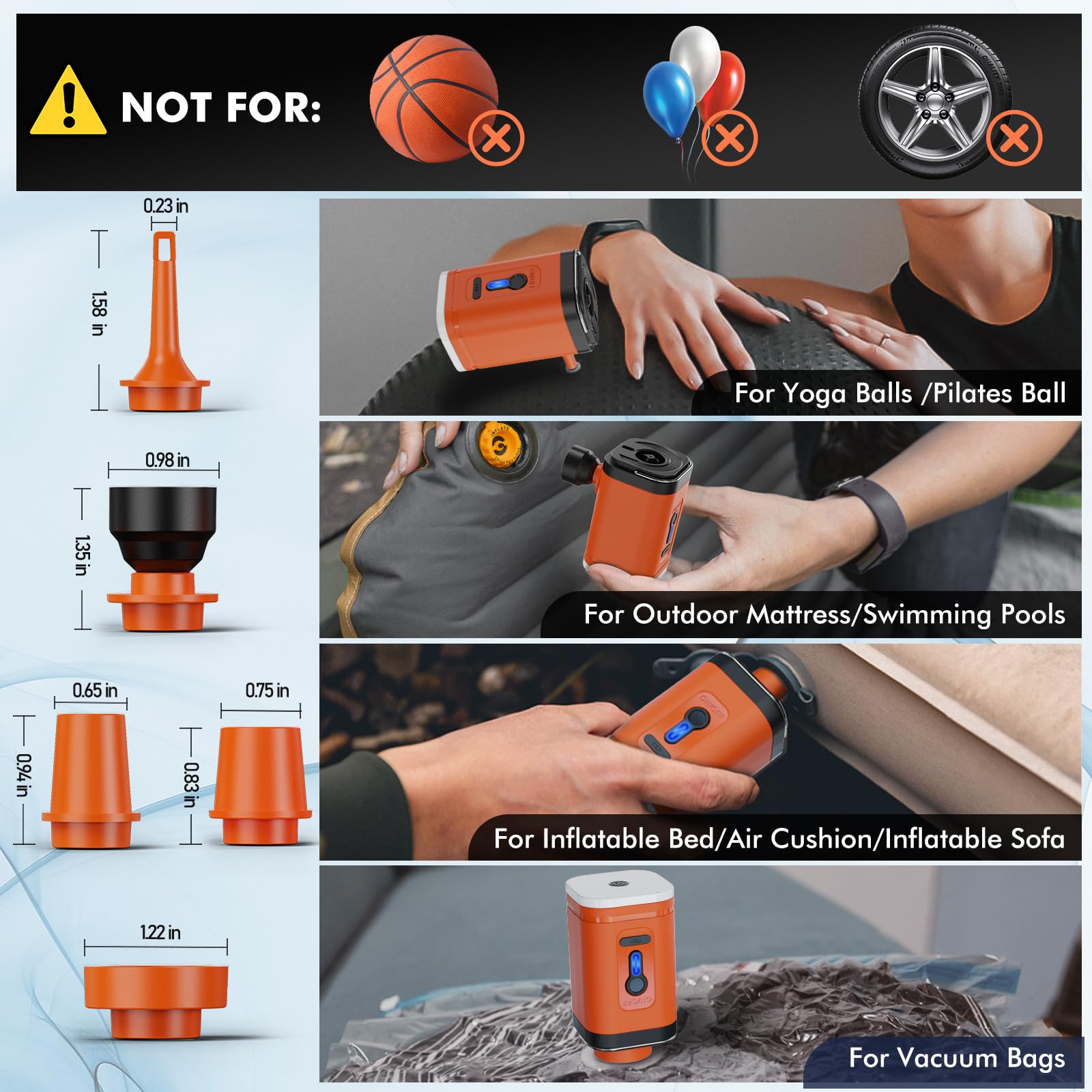Portable Rechargeable Electric Air Pump for Inflatables - 2000mAh Battery Powered Mini Pump for Air Mattress, Pool Floats, Boat Toys, Yoga Balls | Quick Inflation for Camping, Travel & Home Use