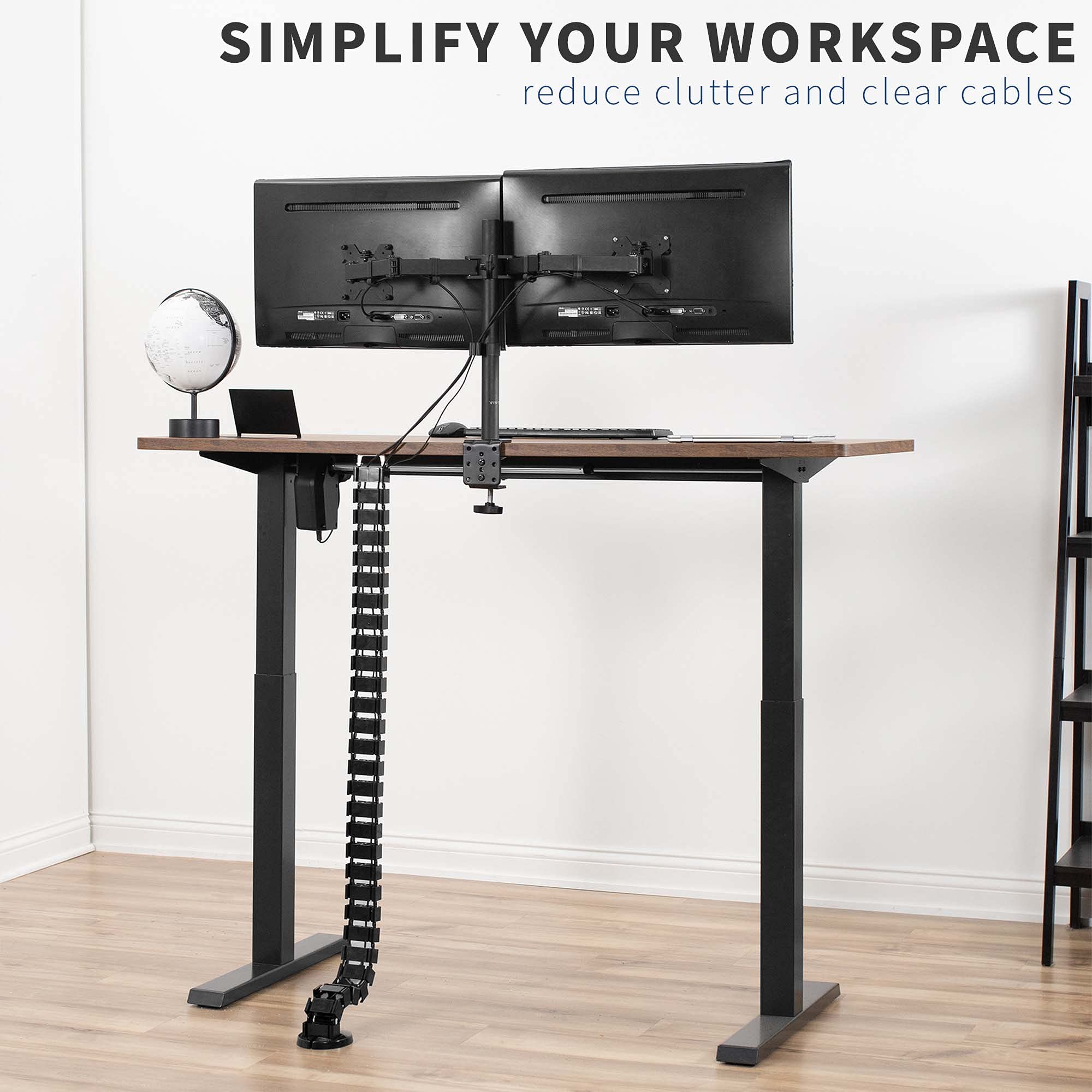 VIVO Under Desk Cable Management Kit - Adjustable 4-Port Wire Organizer for Home Office, Black (DESK-AC01C) | Perfect for Computer, Monitor & TV Cord Organization Under Workstations