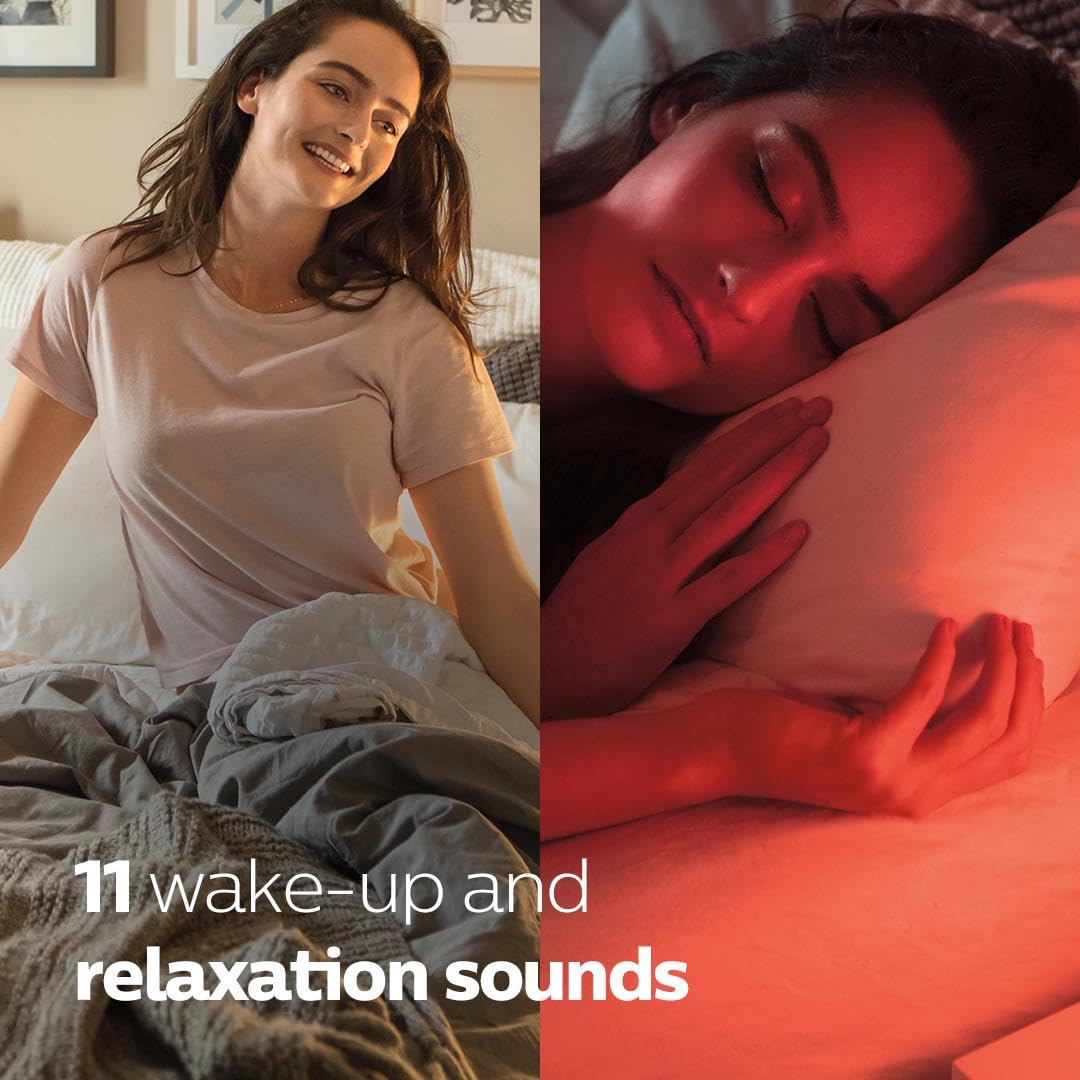 Philips SmartSleep Sleep and Wake-Up Light with Sunrise & Sunset Simulation, 5 Natural Sounds & LED Lights, HF3651/01 - Perfect for Bedroom, Meditation & Relaxation Therapy