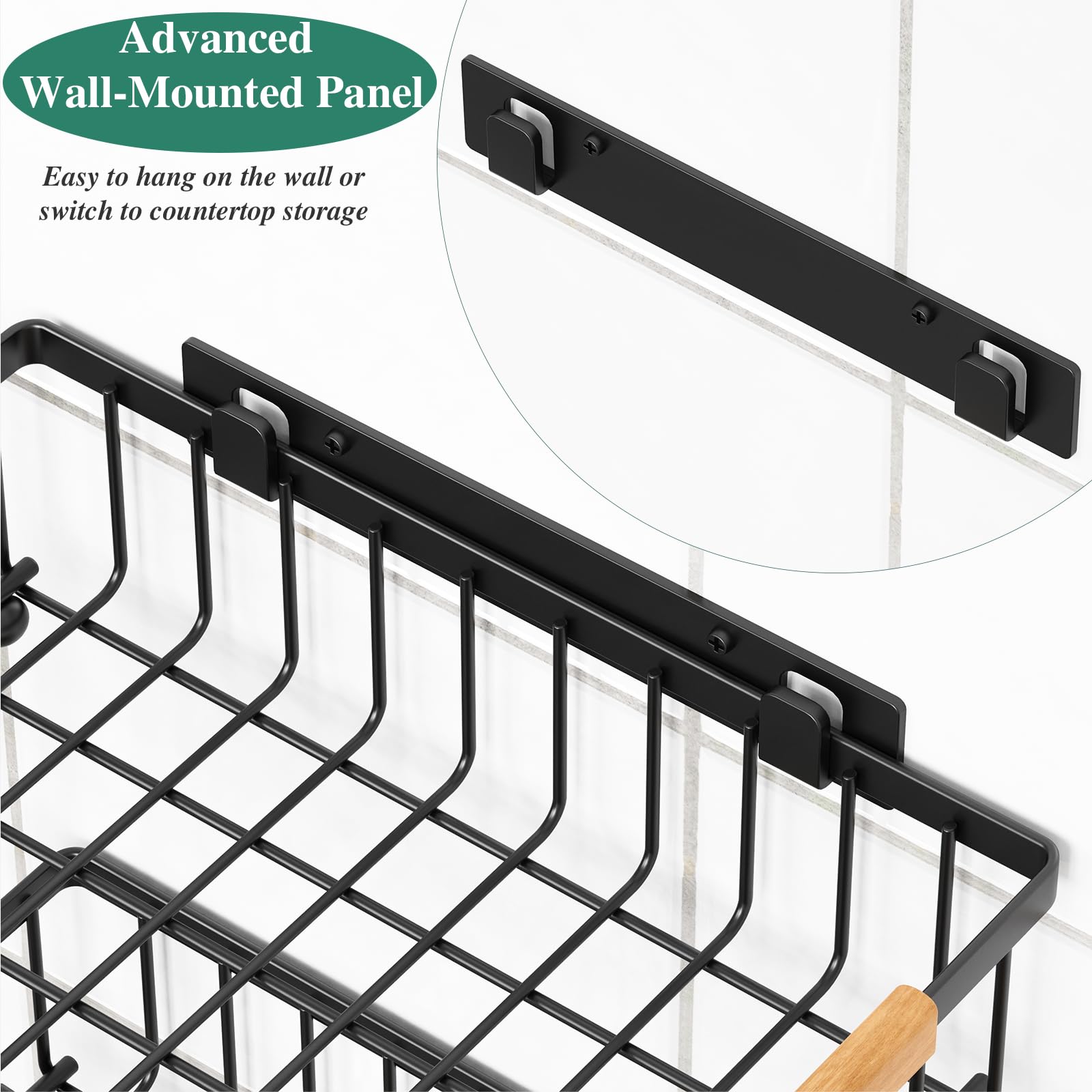 3-Tier Fruit Basket with Banana Hangers - Wall Mount & Countertop Kitchen Organizer for Fruits, Vegetables, Bread, Snacks - Perfect for Small Kitchen Storage & Pantry Organization (Ideal for Apartments, Dorms & Counter Space Saving)