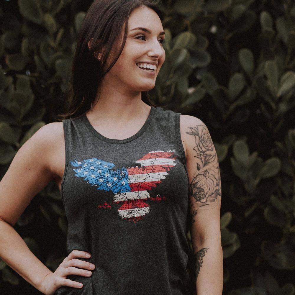 Women's Freagle Everyday Tank Top - Soft Cotton Comfort Fit Casual Wear - Dark Heather Gray - Perfect for Yoga, Gym, and Summer Outfits