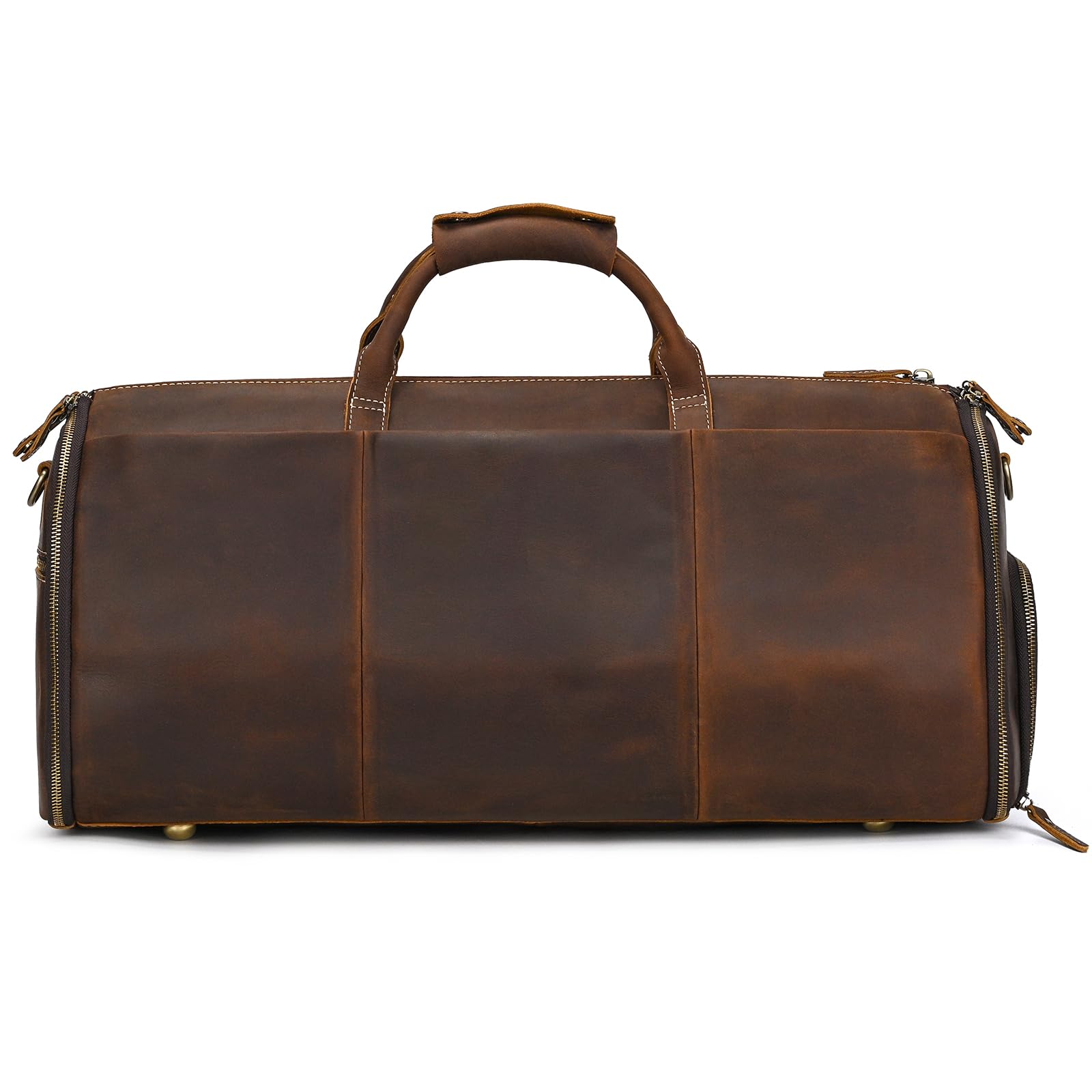 Premium Men's Leather Garment Bag - Convertible Carry-On Duffel & Weekender Travel Bag (2-in-1 Hanging Suitcase) - Coffee Brown 2203 - Perfect for Business Trips, Weddings & Formal Travel