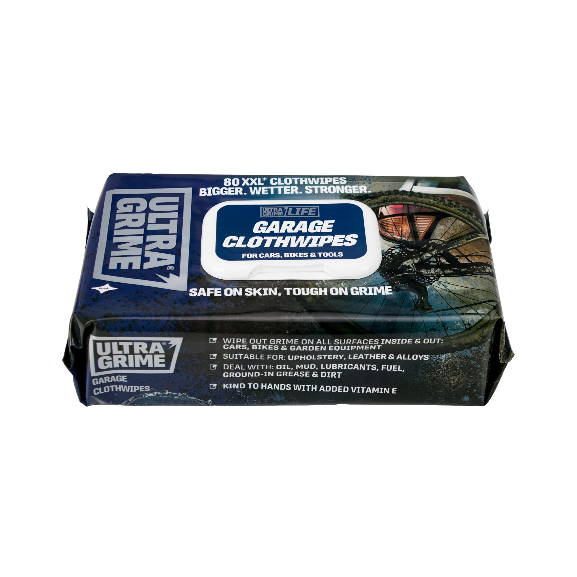 UltraGrime XXL Heavy Duty Cleaning Wipes - 80 Extra Thick Multi-Purpose Wipes for Garage, Bike, Car Dashboard & Leather Cleaning | Ideal for Auto Detailing, Workshop & Home Use