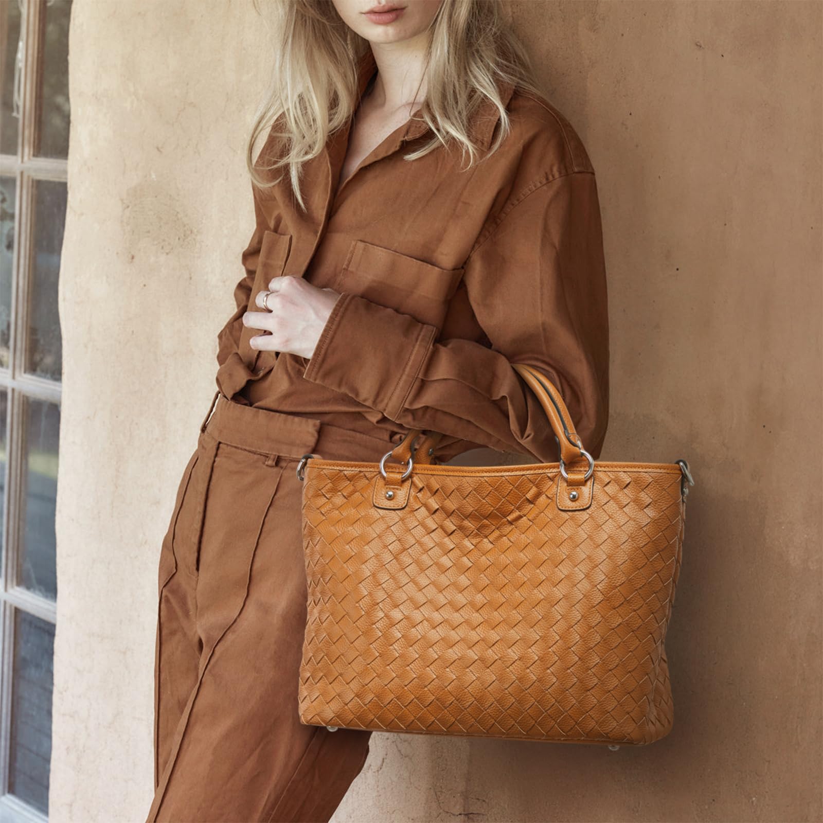 Stylish Kattee Woven Leather Tote Bag for Women - Large Retro Handmade Shoulder Purse | Perfect for Work, Travel & Everyday Use