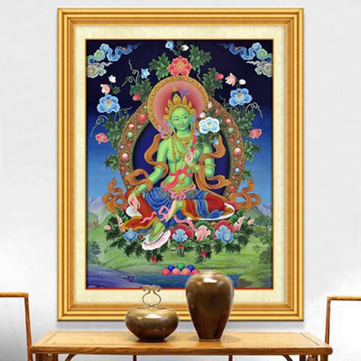 Instarry DIY 5D Diamond Painting Kit - Full Drill Green Tara Mosaic Embroidery Art Set (39.4x27.6 inch) - Perfect for Home Decor, Wall Art & Relaxing Craft Projects
