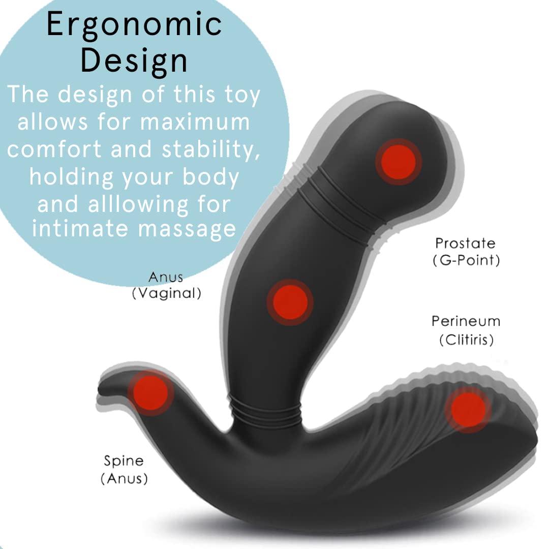 Premium Large Base Prostate Massager for Men - Black Silicone Design with 9 Powerful Vibration Modes | USB Rechargeable & Waterproof Anal Stimulator | Perfect for Solo Play, Couples Use & Stress Relief