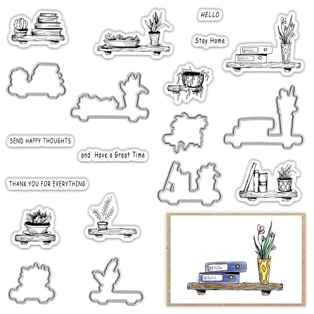 Floral Clear Stamps & Dies Set for Card Making - Thank You Words, Book & Plant Designs - Scrapbooking, Journaling & DIY Craft Supplies (Perfect for Greeting Cards, Invitations & Memory Books)