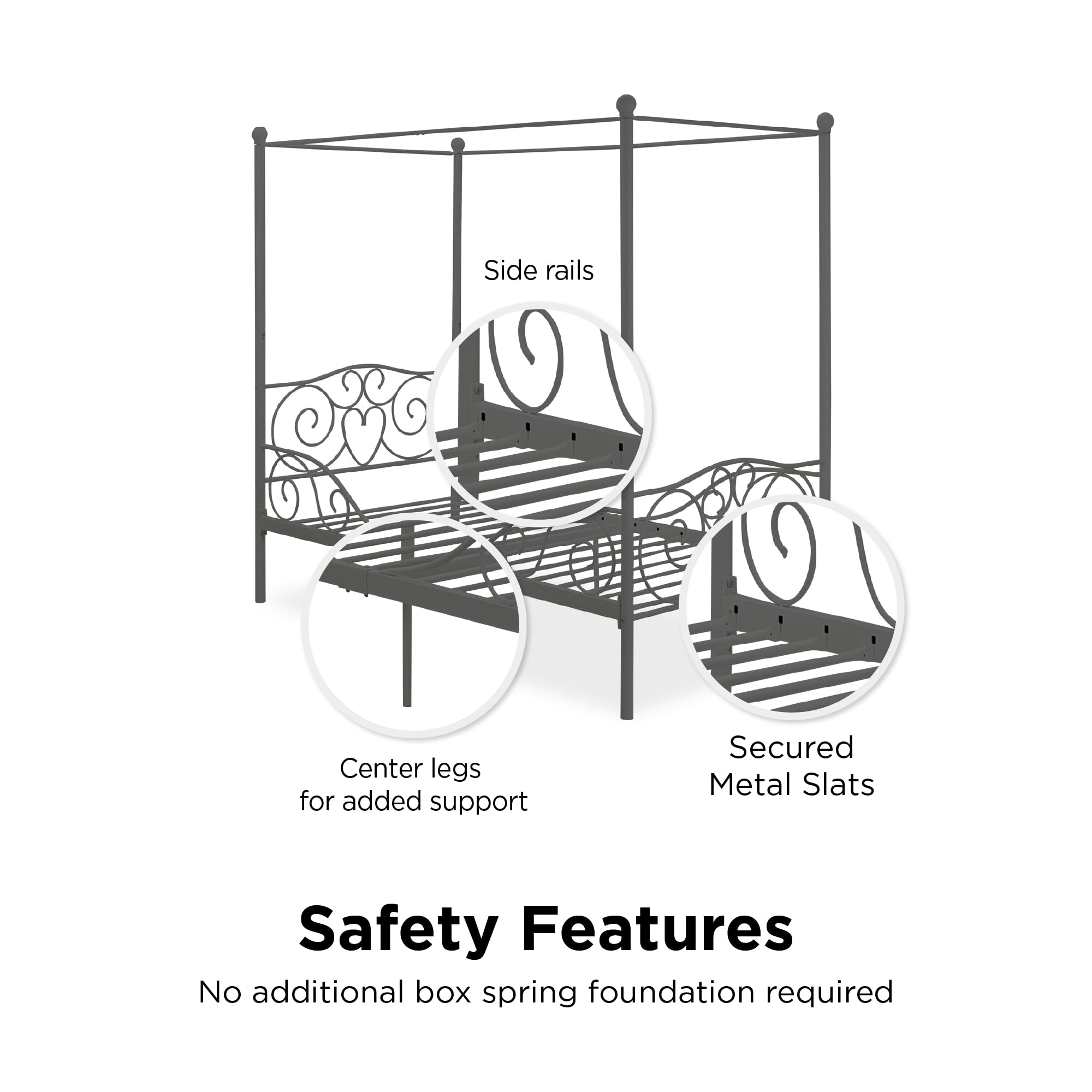 DHP 4020959 Heavy Duty Metal Twin Bed Frame in Pewter - Perfect for Kids Rooms, Guest Bedrooms & Small Spaces