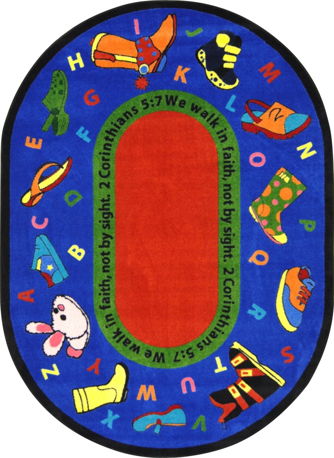 Inspirational Christian Area Rugs for Kids Room - Walk in Faith Design Non-Slip Nursery Rug - Perfect for Bedroom, Playroom & Sunday School Decor