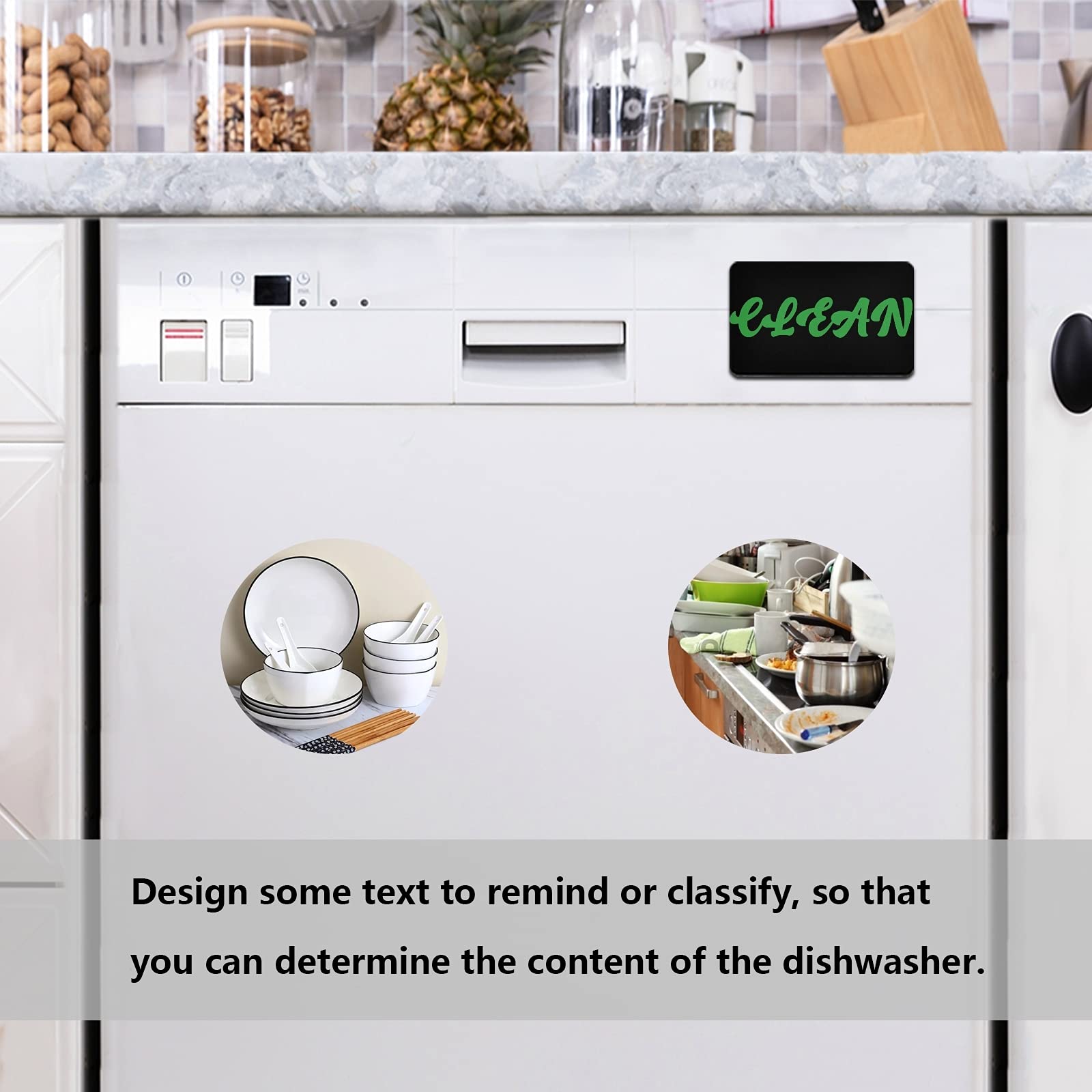 Aflyko 2 Pack Dishwasher Magnet Sign - Clean/Dirty Indicator for Kitchen, Fridge, Appliances - Waterproof Decorative Fridge Magnet 4
