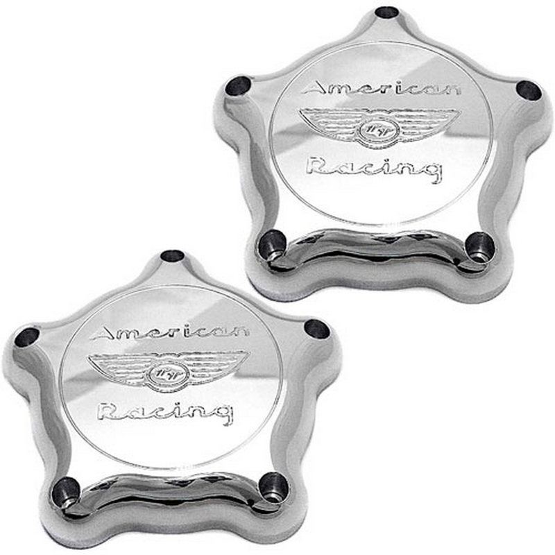 American Racing Bonneville Flat TT Chrome Wheel Center Caps - Pair (2-Pack) - Perfect for Classic & Custom Cars, Hot Rods, and Motorcycle Builds