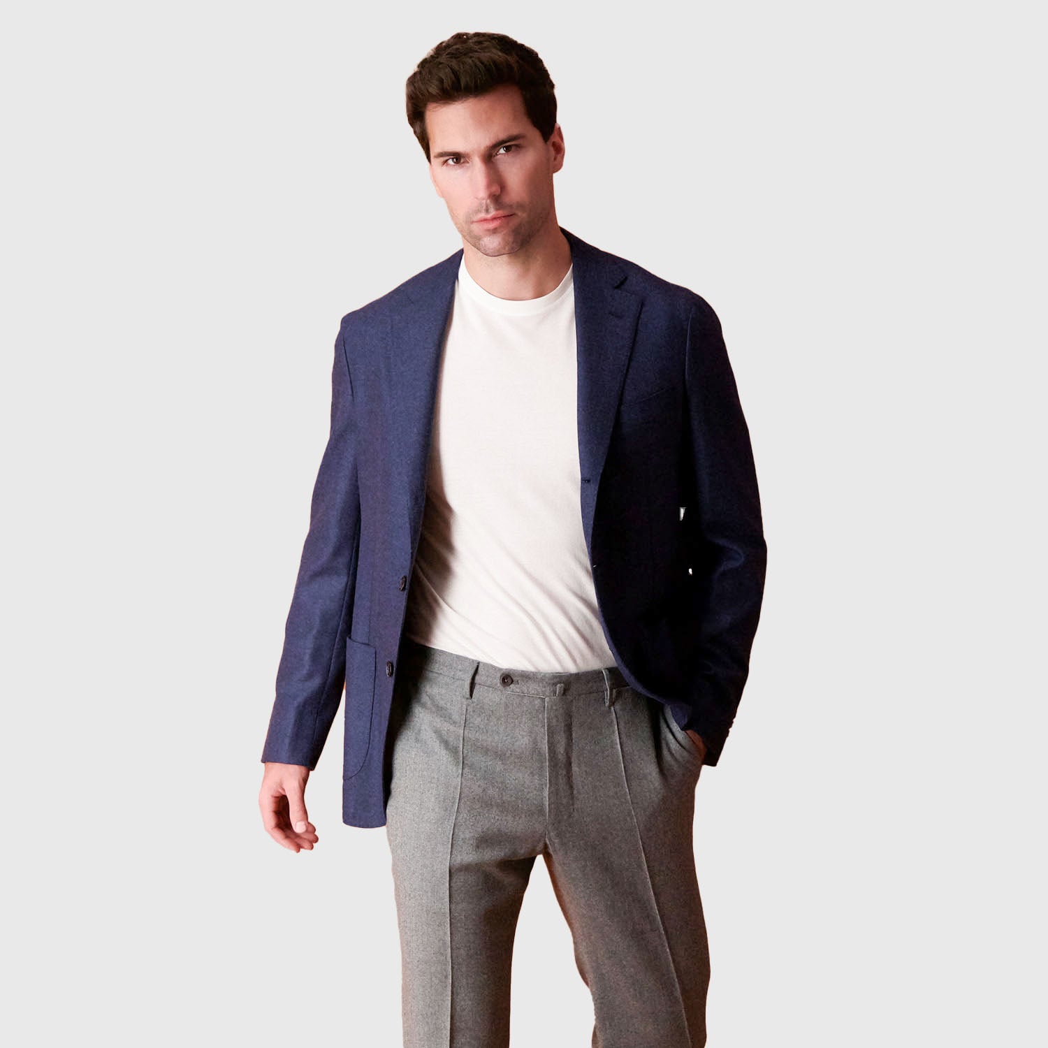 Barba Napoli Blue Jimmy Blazer for Men | Premium Italian Wool Formal Suit Jacket | Business, Wedding & Special Occasion Wear