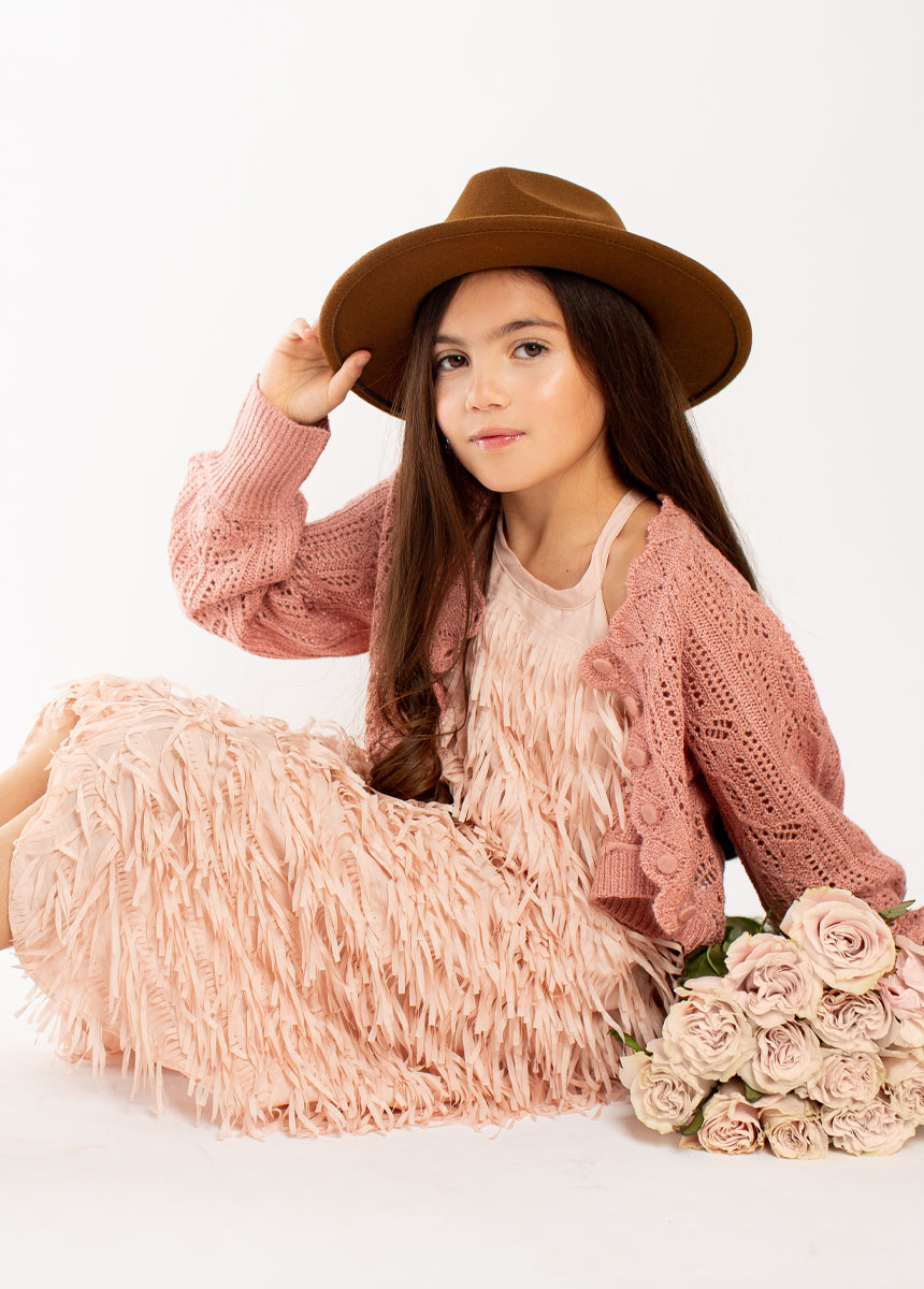 Caleo Blush Pink Dress for Women - Elegant Flowy Midi Dress for Parties, Weddings & Special Occasions