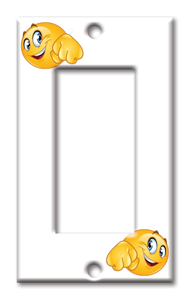 Art Plates Brand - Single Gang Rocker Switch Wall Plate with Fist Bump Emoji Design - Decorative Electrical Cover for Home, Office & Gaming Room