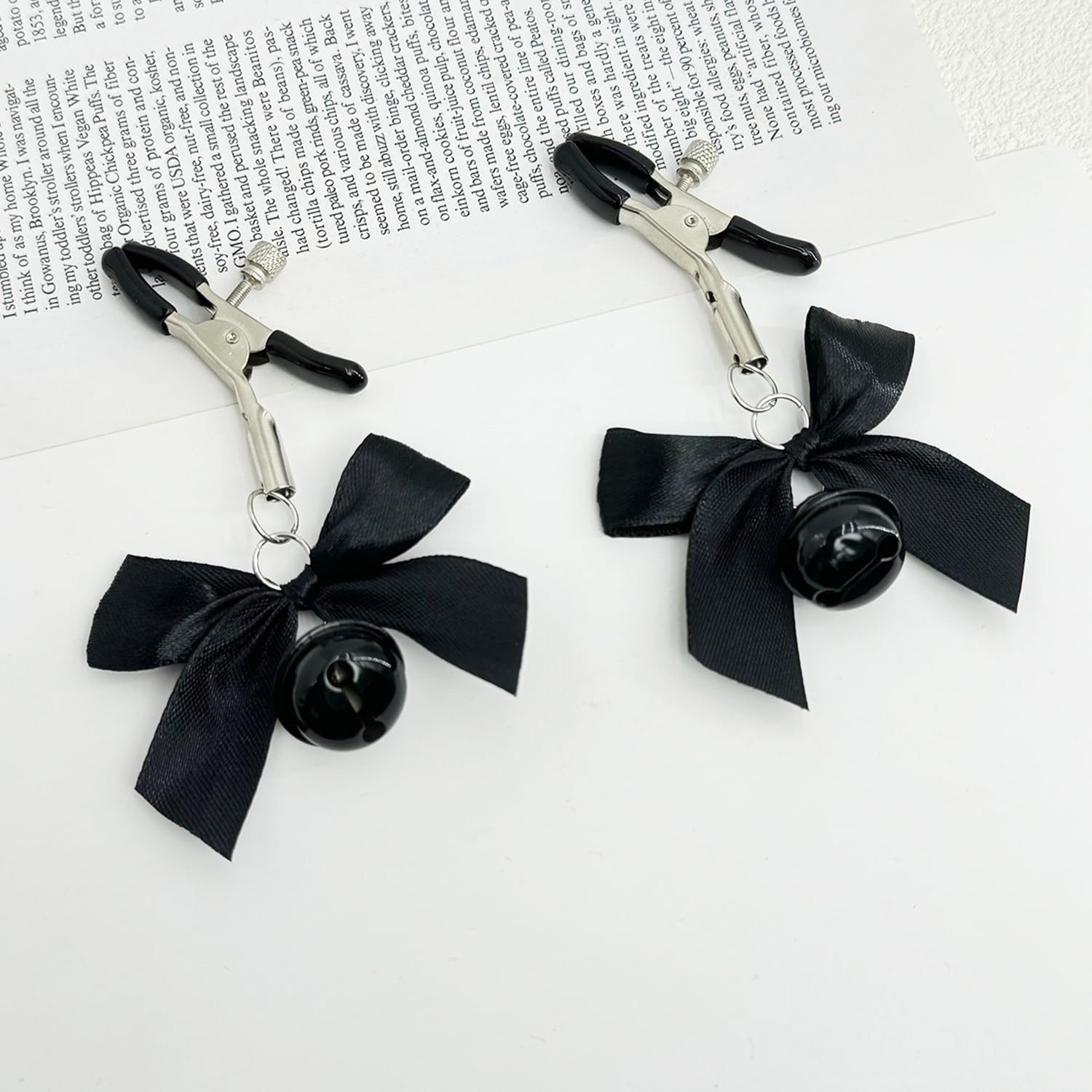 Adjustable Non-Piercing Body Jewelry Clamps - Stainless Steel Bowknot & Bells Body Rings - Faux Body Jewelry for Belly, Nipple, Ear & Costume Accessories